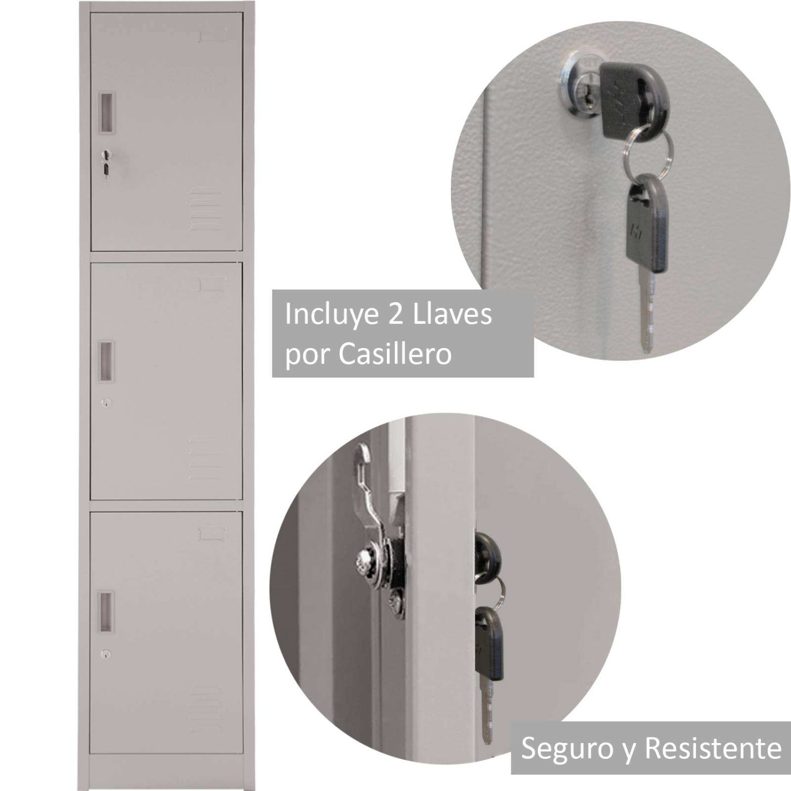 Locker Metalico 3 Puertas Casillero Oficina Industrial Chapa 38 x 34 x 180 cm Estante Gutstark