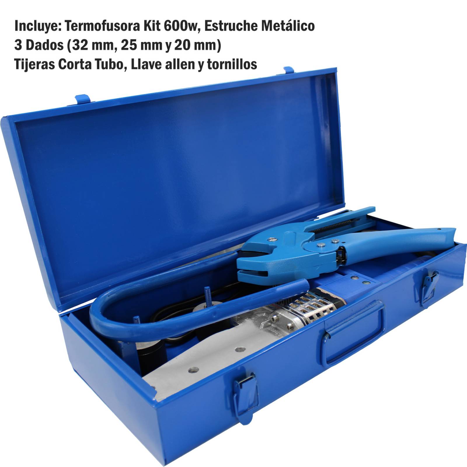 Termofusora 600 W para Tubo Plus PPR con Estuche Dados 20 25 y 32 mm Pinza Cortadora Tubo Gutstark