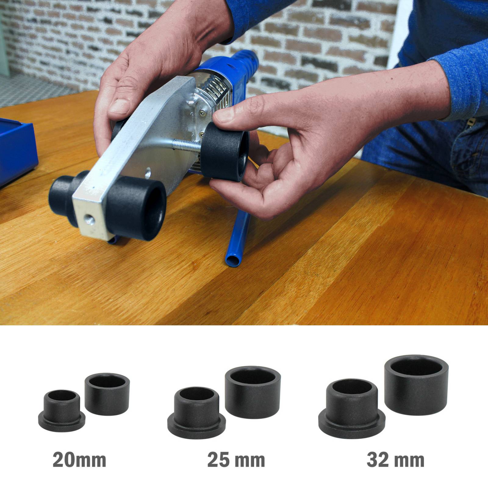 Termofusora 600 W para Tubo Plus PPR con Estuche Dados 20 25 y 32 mm Pinza Cortadora Tubo Gutstark