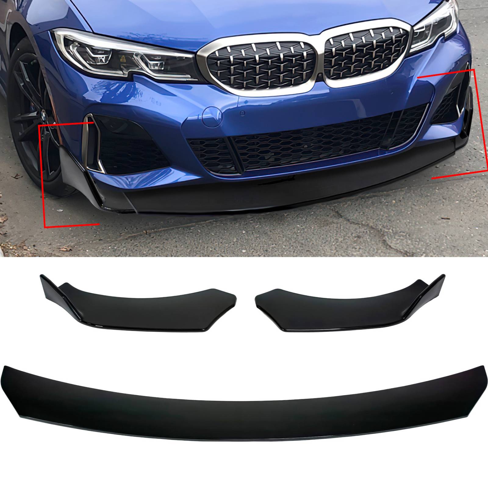 Lip Universal para Auto 3 Piezas Delantero y Laterales 2.6cm