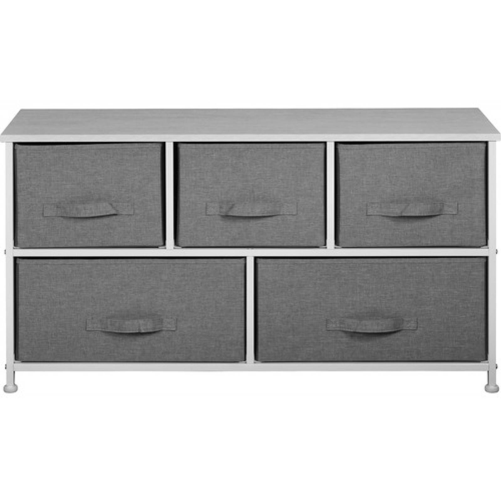 Mueble Buro Organizador Comoda Tela Metal 5 Cajoneras Gris