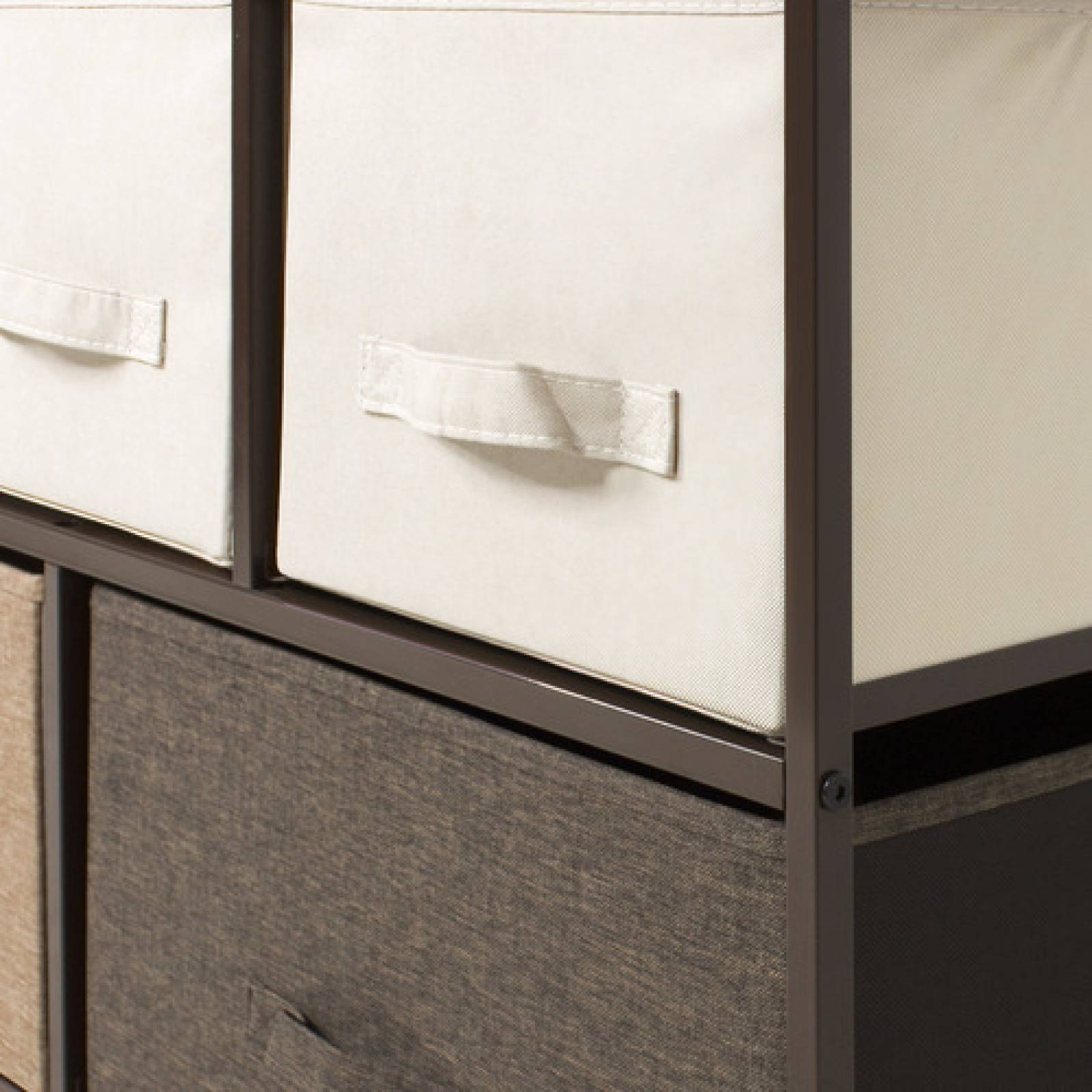 Mueble Buro Organizador Comoda Tela Metal 5 Cajoneras Cafe