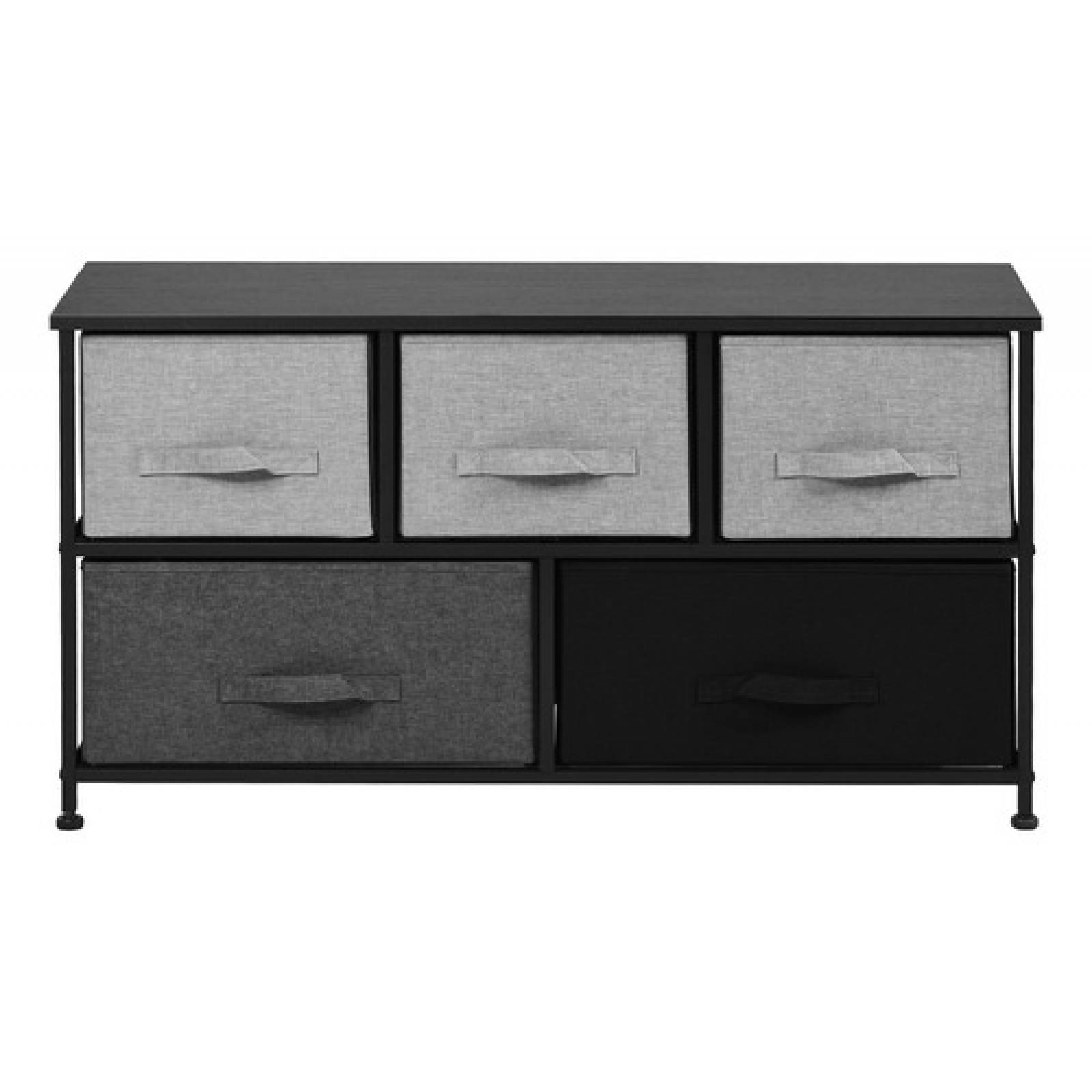 Mueble Buro Organizador Comoda Tela Metal 5 Cajoneras Negro