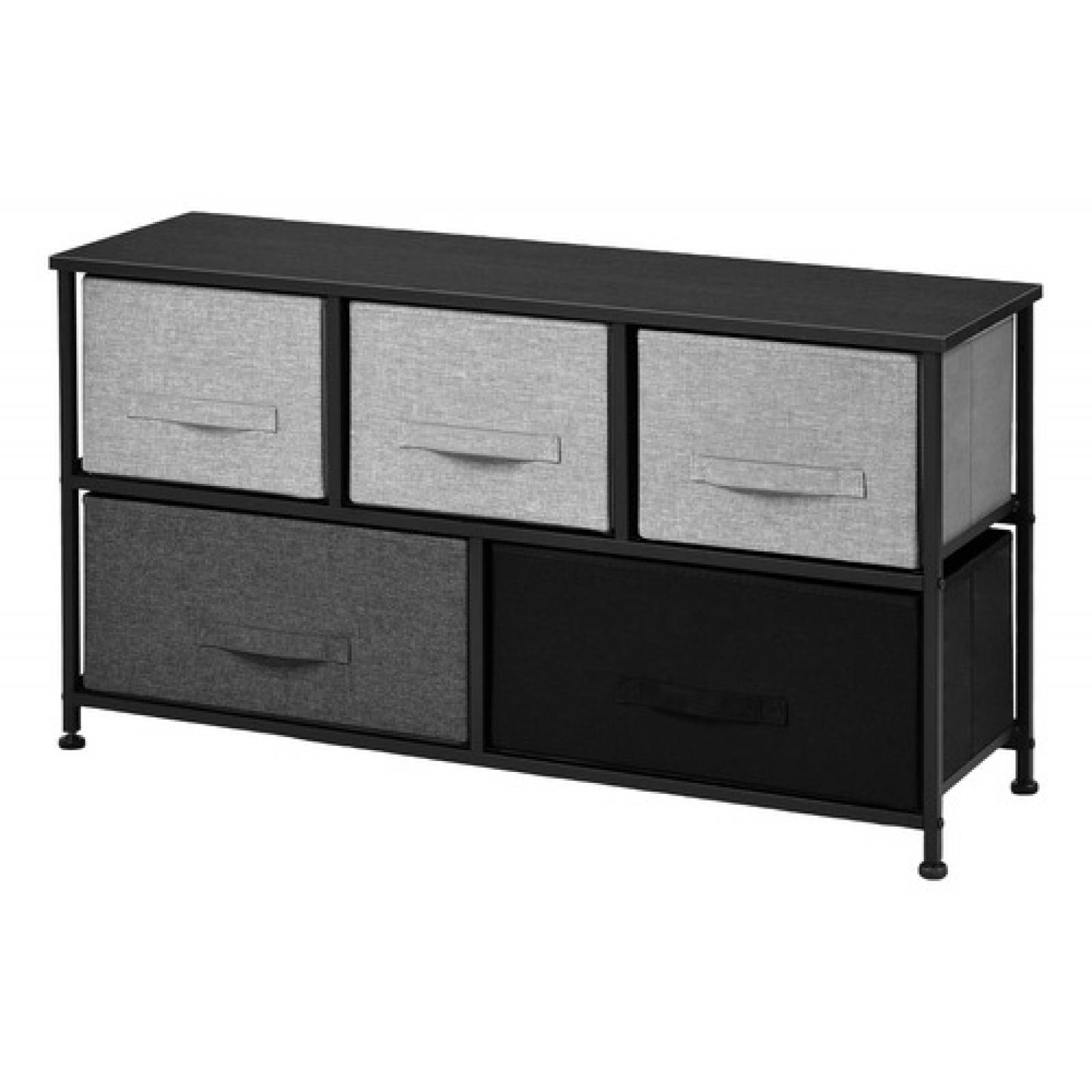 Mueble Buro Organizador Comoda Tela Metal 5 Cajoneras Negro