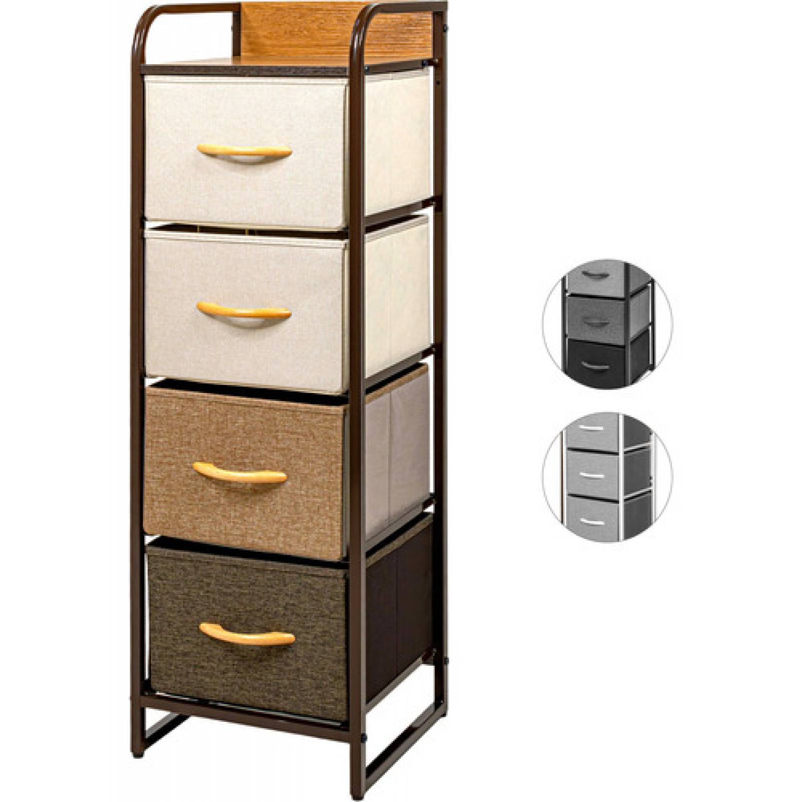 Mueble Buro Torre Mueble Moderno Organizador 4 Cajones Tela Cafe