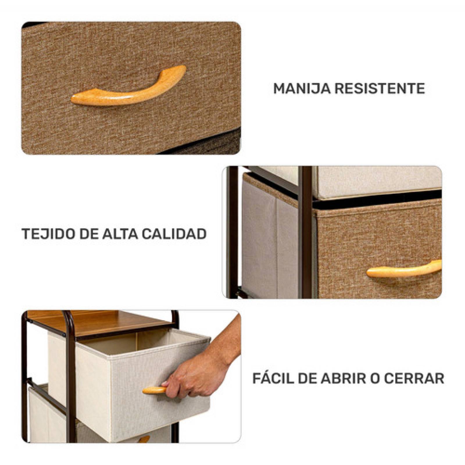 Mueble Buro Torre Mueble Moderno Organizador 4 Cajones Tela Cafe