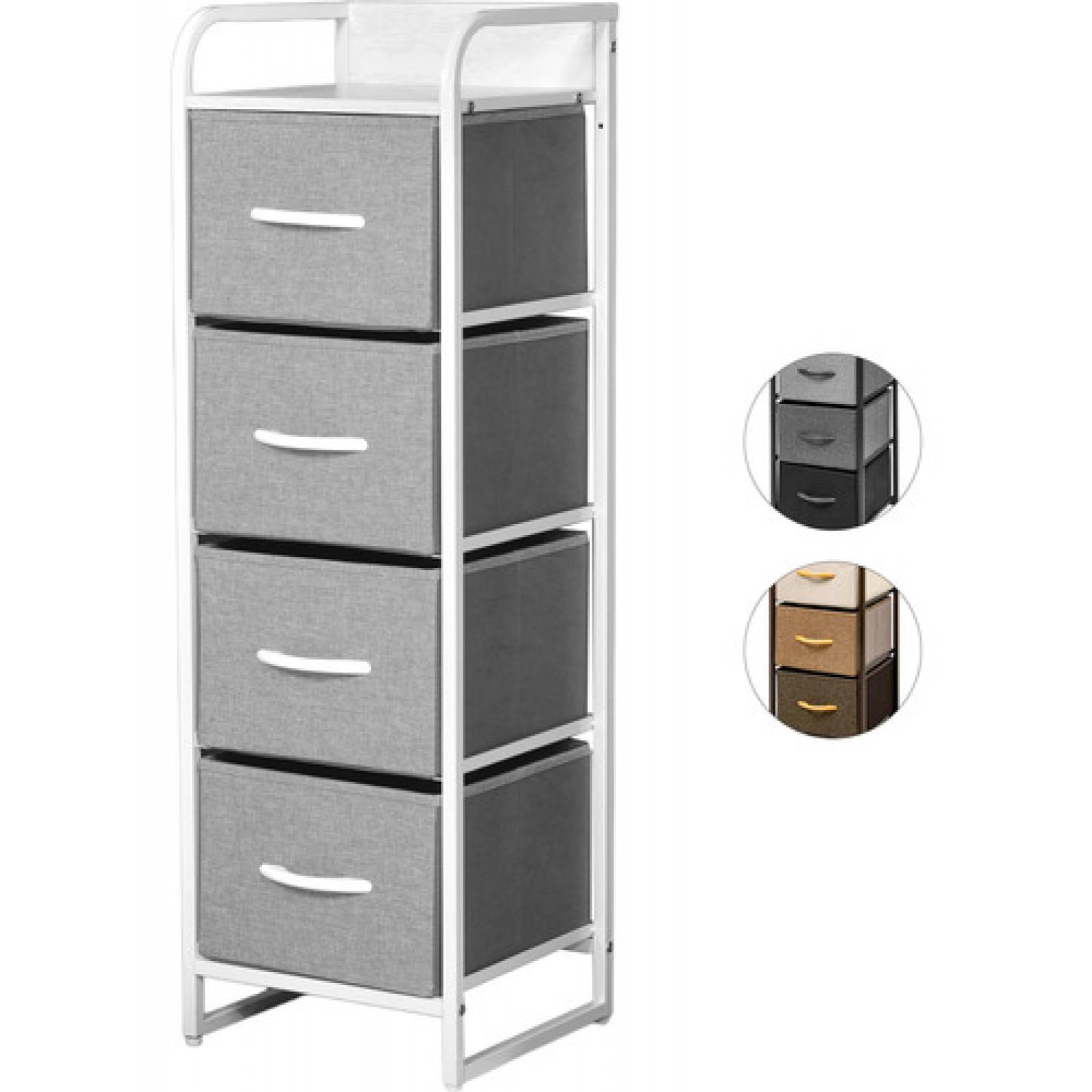 Mueble Buro Torre Mueble Moderno Organizador 4 Cajones Tela Gris