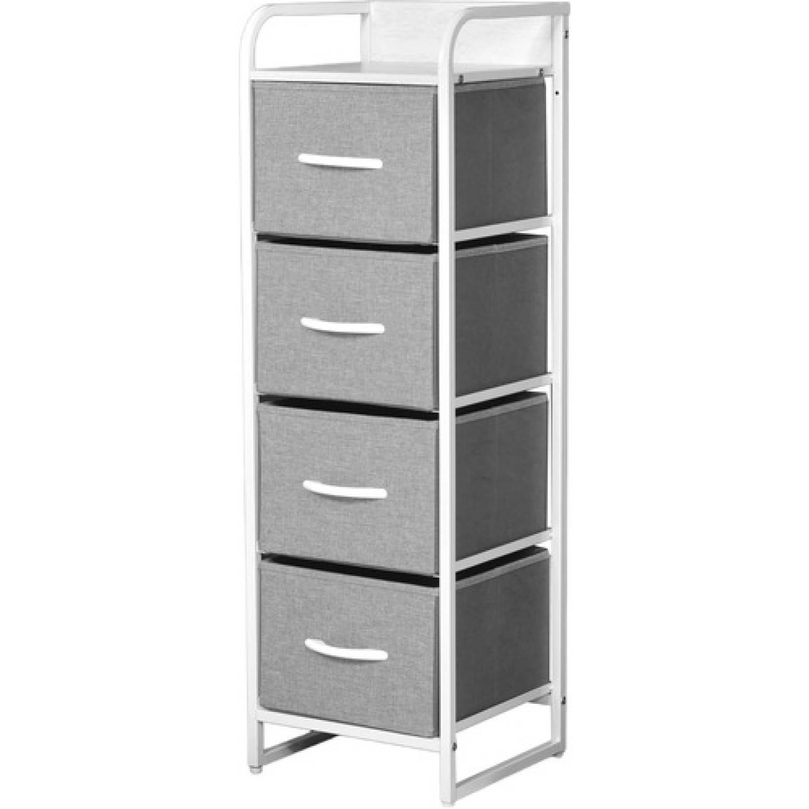 Mueble Buro Torre Mueble Moderno Organizador 4 Cajones Tela Gris