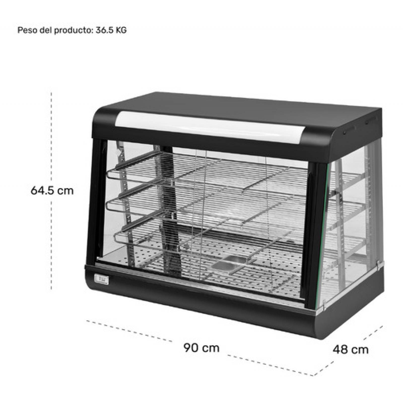 Vitrina Exhibidor Sobre Mostrador Alimentos Calientes