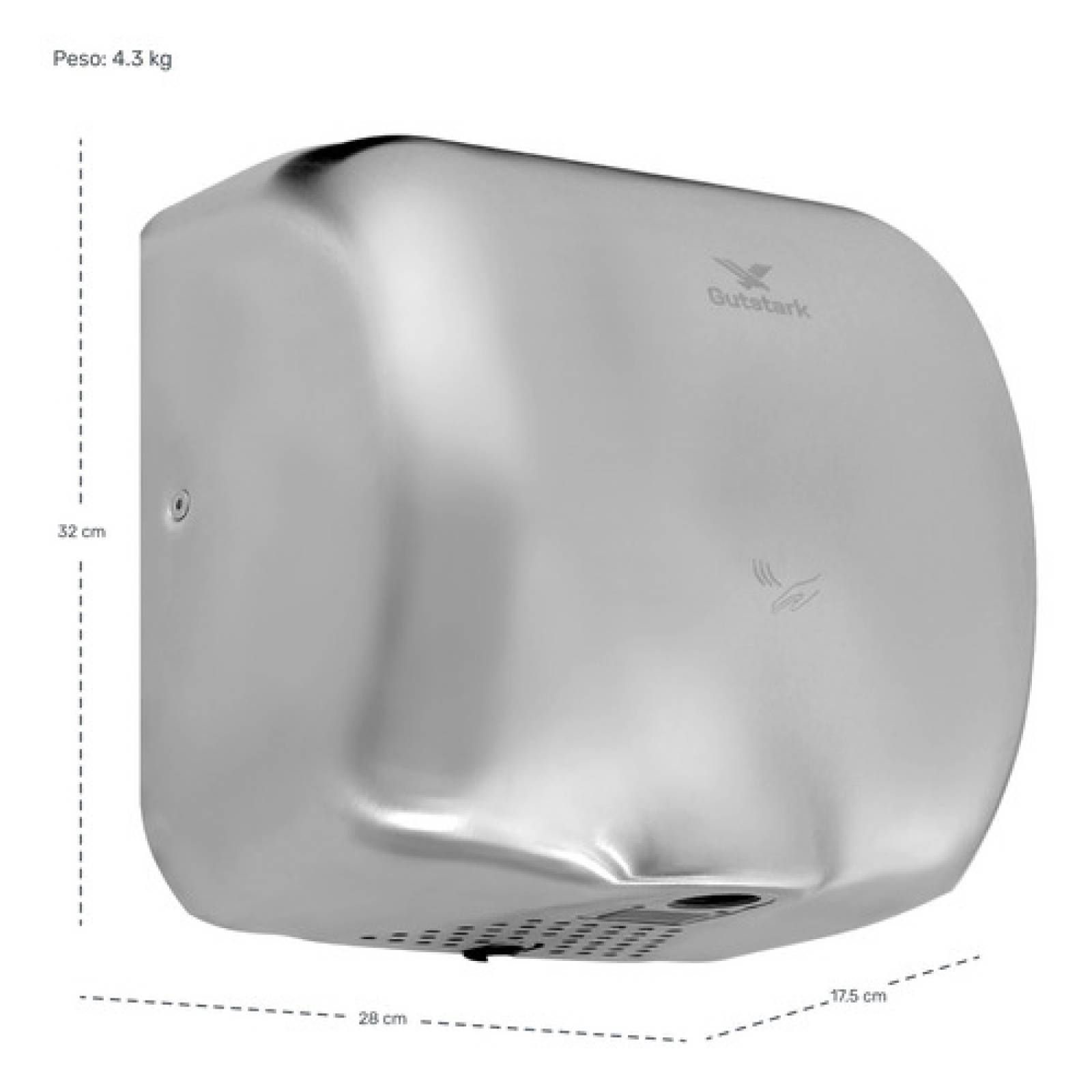 Secador Manos Potente Acero Inox Automatico Bajo Consumo