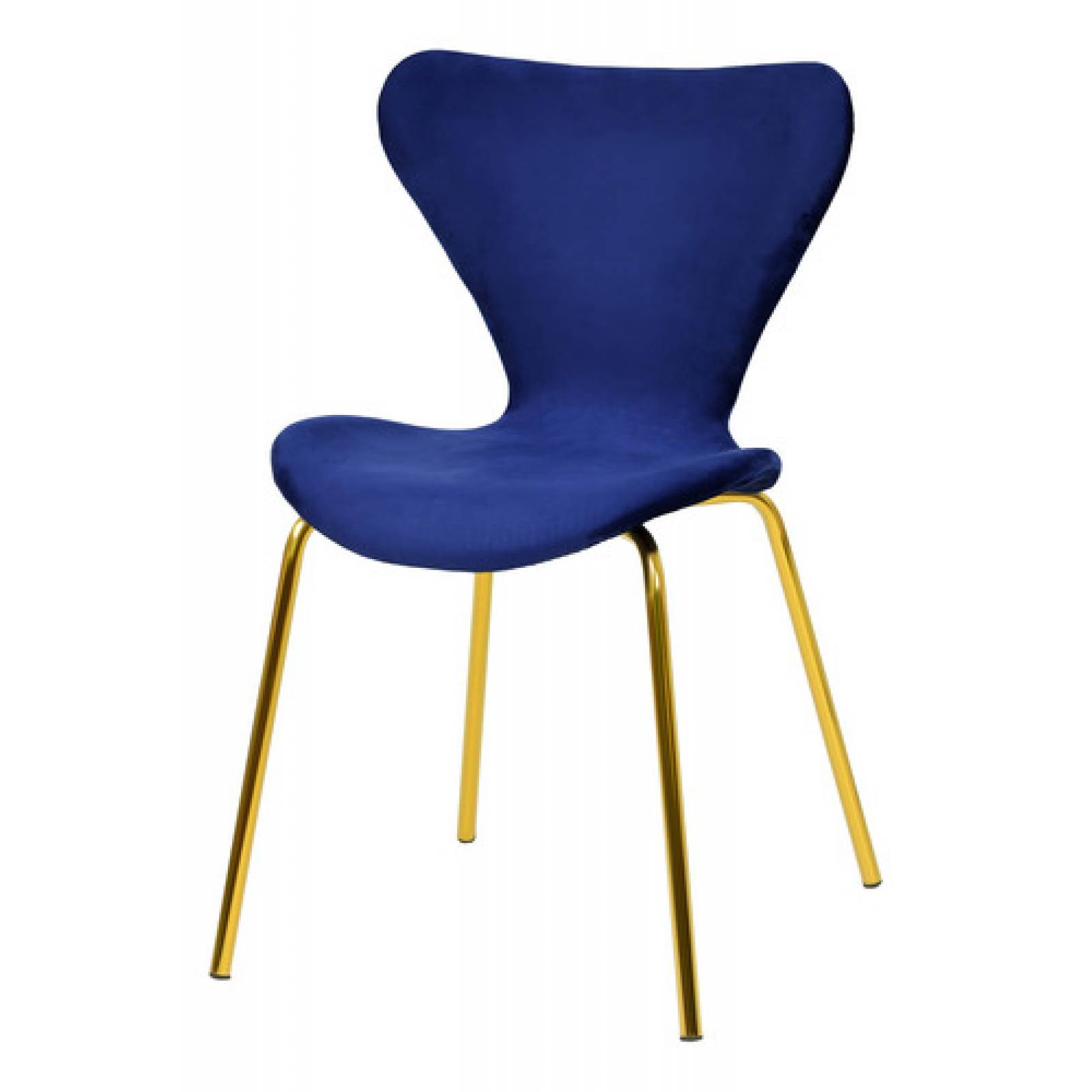 Juego de 4 sillas de comedor azules tapizadas de terciopelo con respaldo  elevado y patas doradas, sillas de cocina modernas de mediados de siglo  para