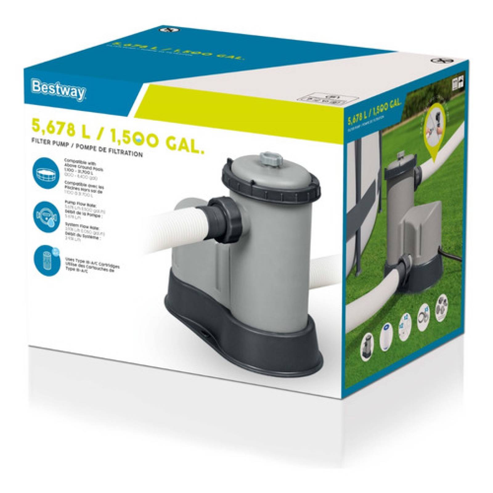 Bomba de Filtrado para Alberca Bestway 5.6L/h 1500gal