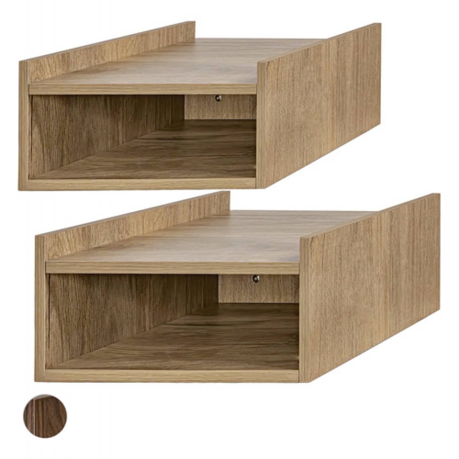 2 Buros Repisa Flotante Recamara Madera Beige Mesa De Noche