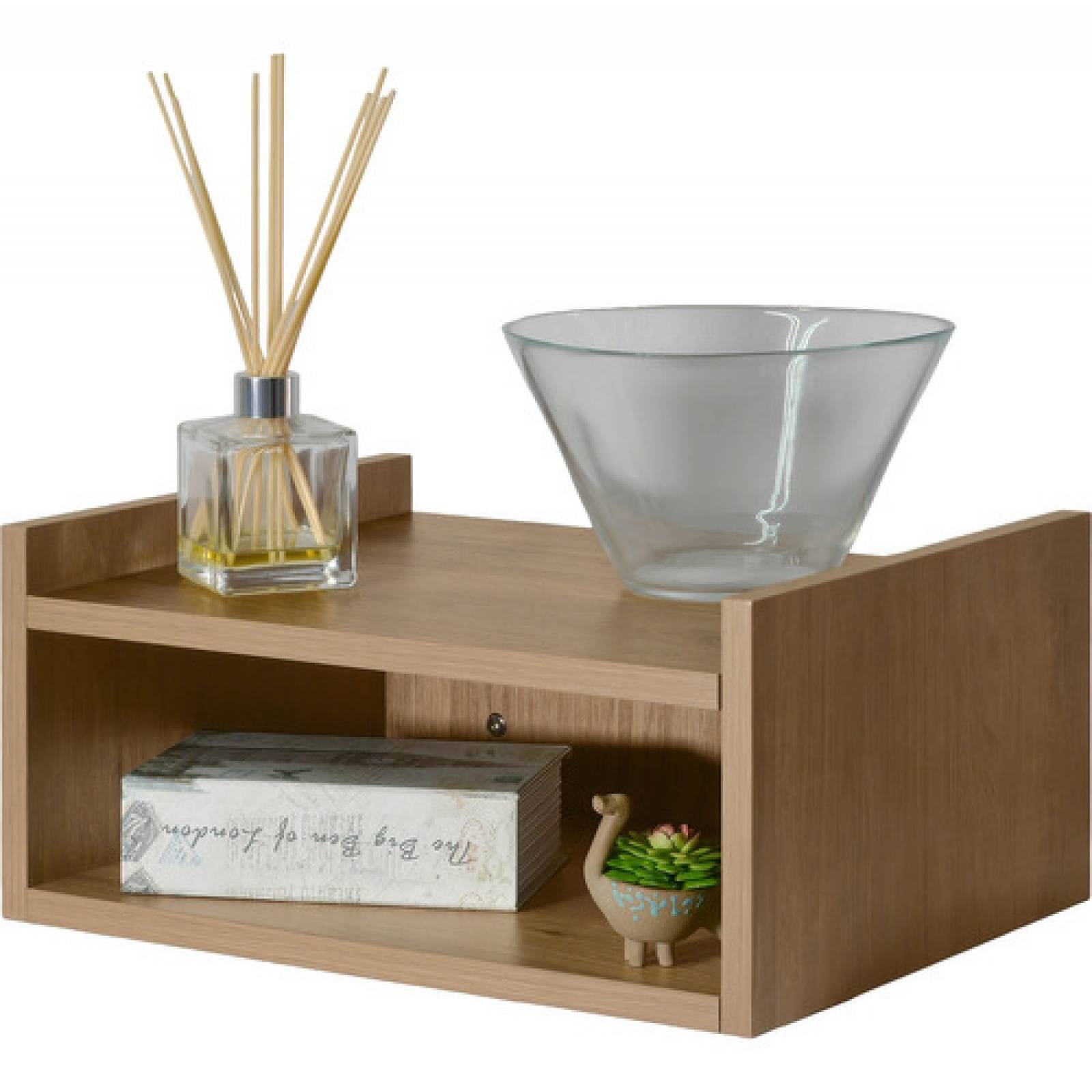 2 Buros Repisa Flotante Recamara Madera Beige Mesa De Noche