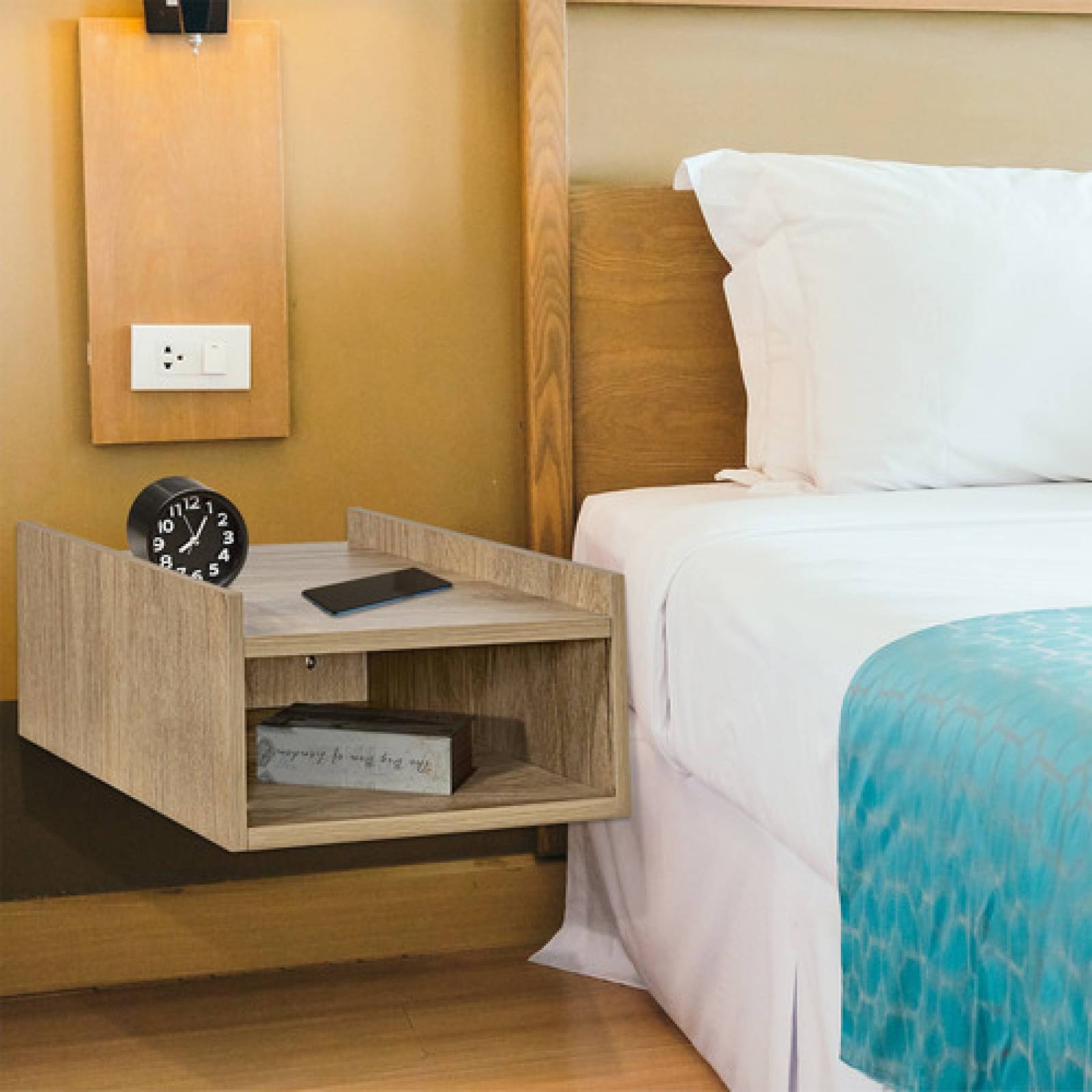 2 Buros Repisa Flotante Recamara Madera Beige Mesa De Noche