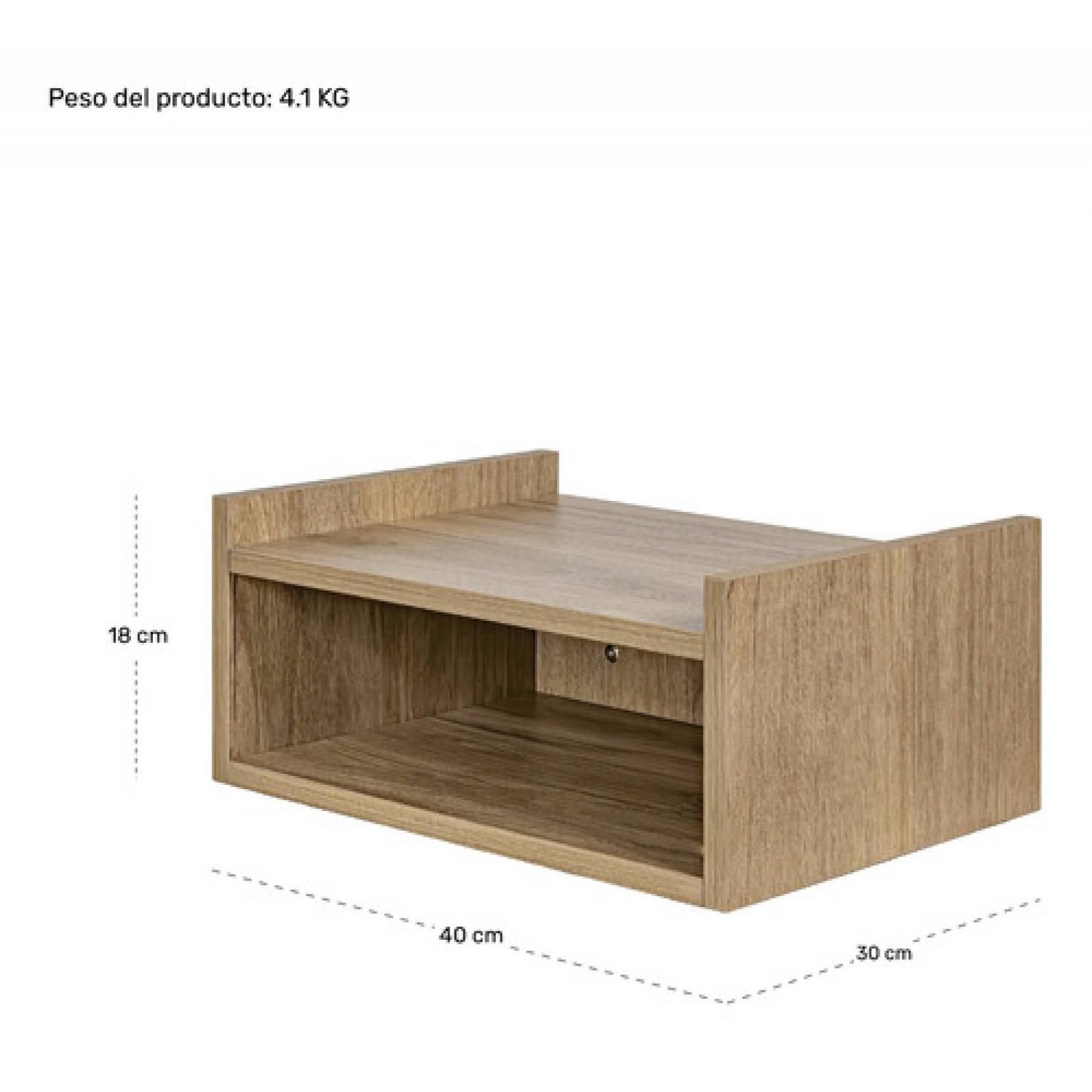 2 Buros Repisa Flotante Recamara Madera Beige Mesa De Noche