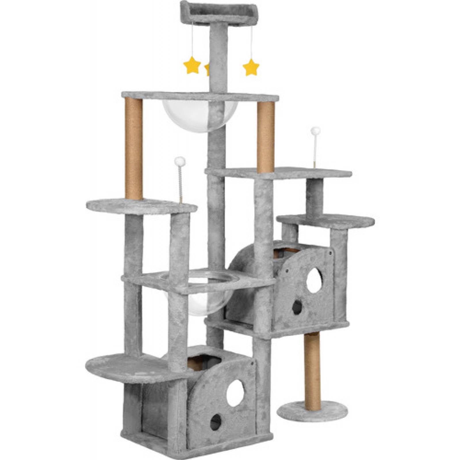 Torre Arbol Rascador Mueble Con Casa Gatos 9 Niveles Gris