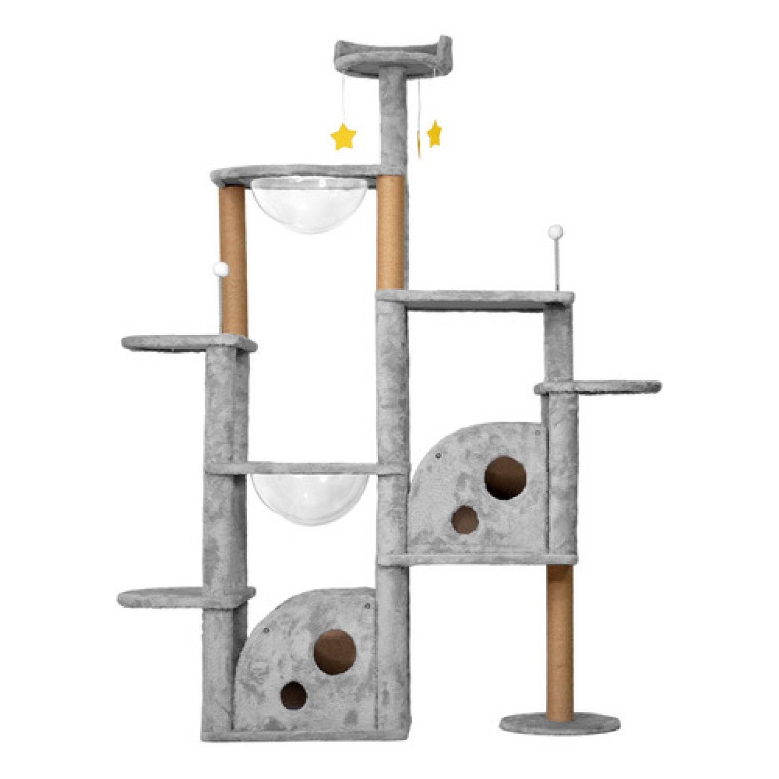 Torre Arbol Rascador Mueble Con Casa Gatos 9 Niveles Gris