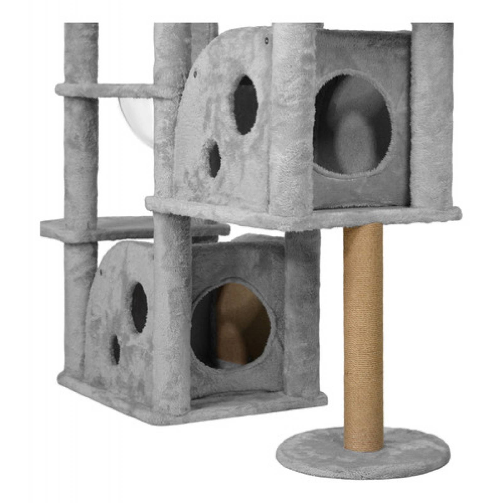 Torre Arbol Rascador Mueble Con Casa Gatos 9 Niveles Gris