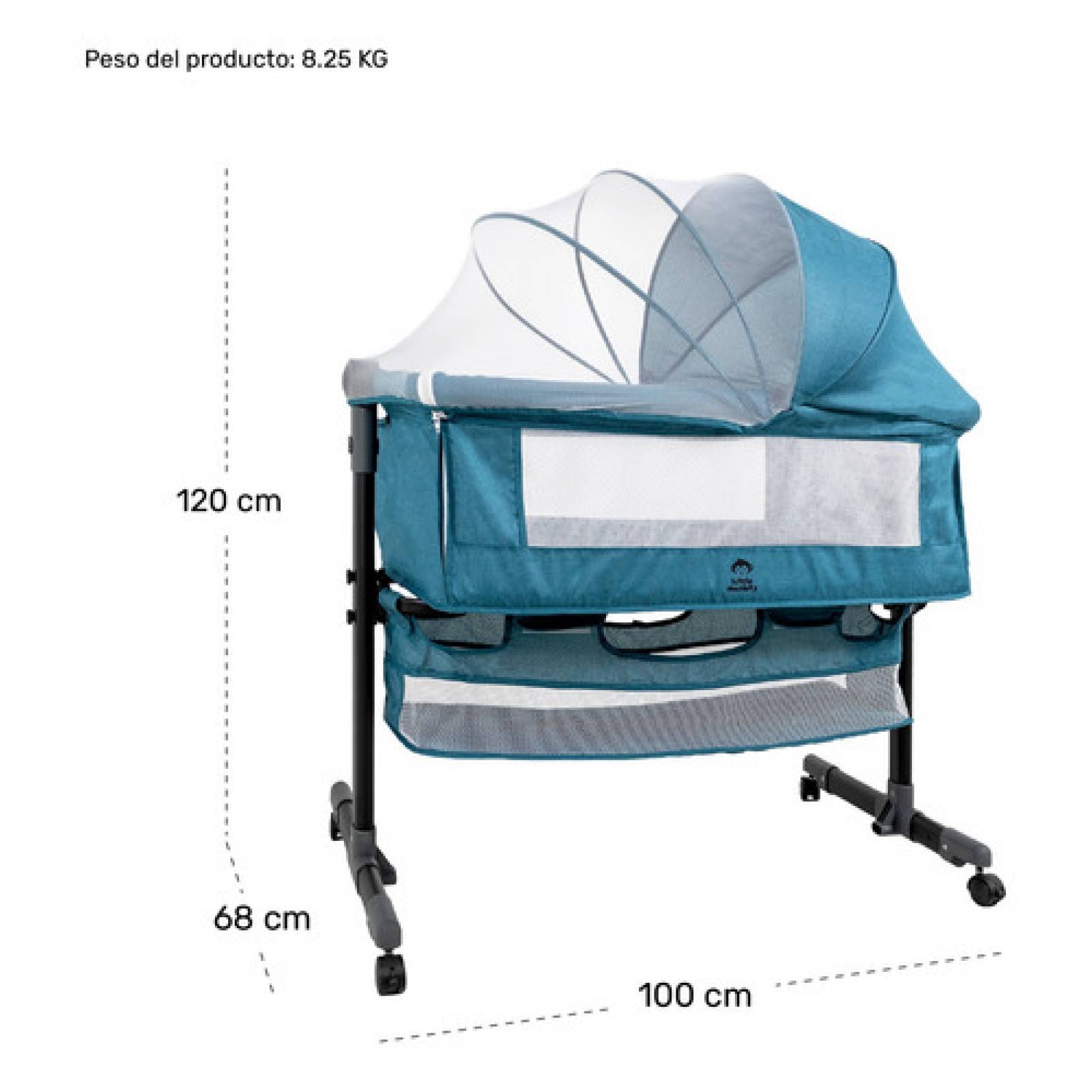 Cuna Cama Colecho Cambiador Bebe Mosquitero Ruedas 3 En 1 Azul