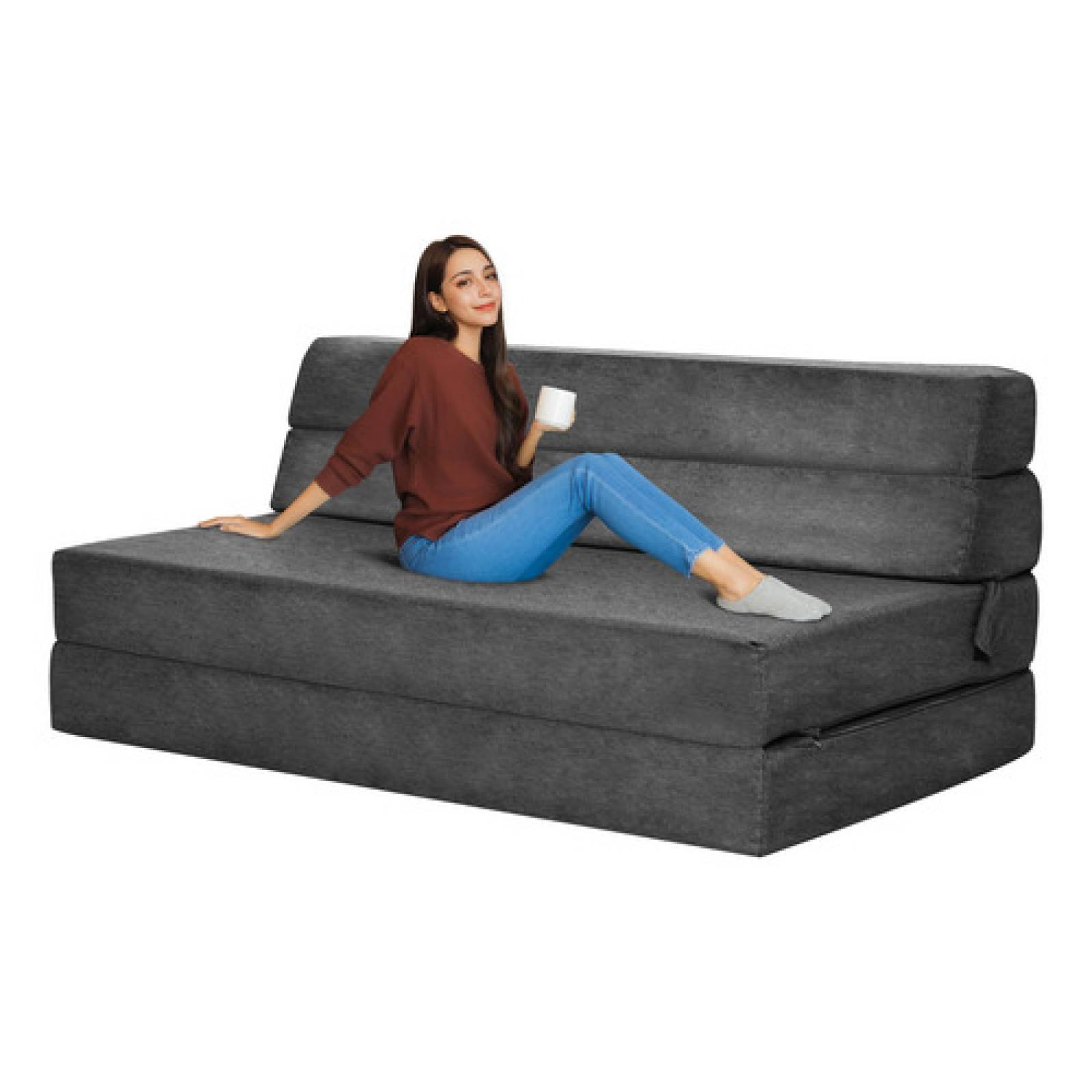 Sofa Cama Futon Plegable Modular Sala Mueble 3 En 1 Negro