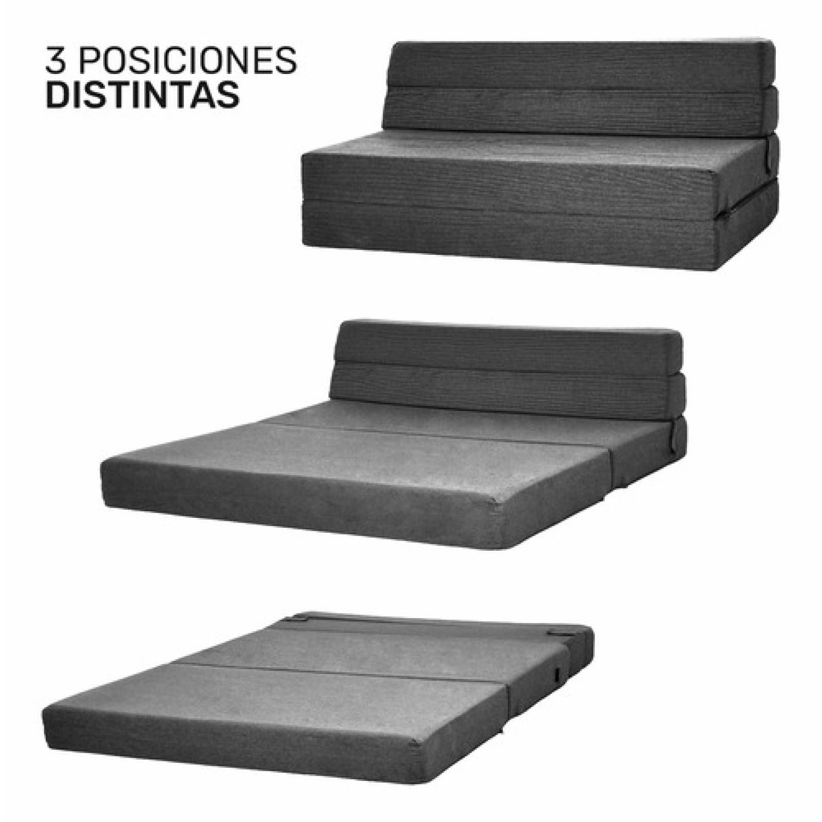 Sofa Cama Futon Plegable Modular Sala Mueble 3 En 1 Negro