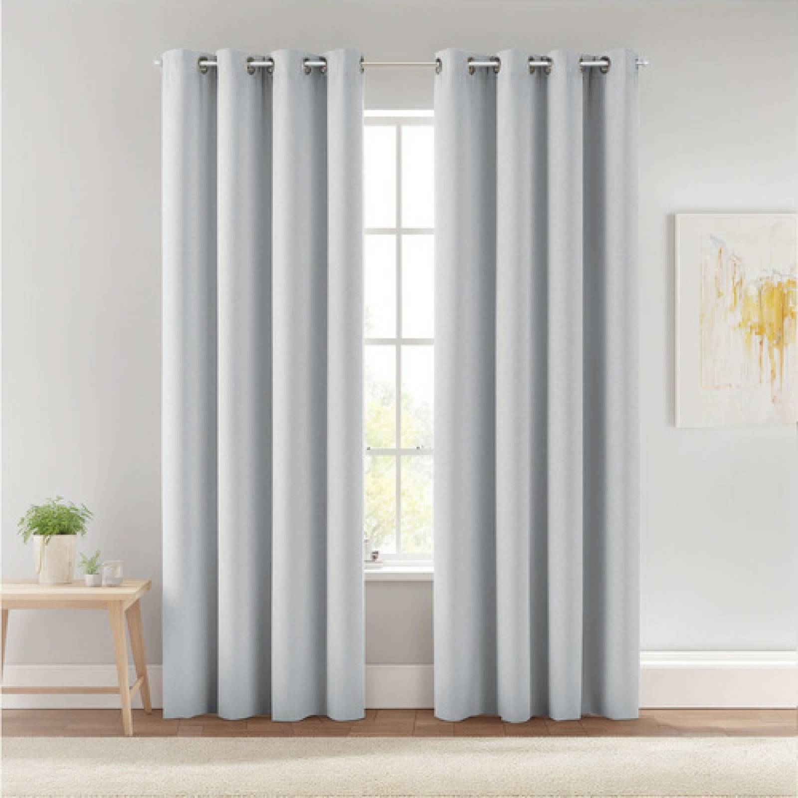 Cortinas Blackout Largas Tejida Hogar 275x216cm 2 Piezas Natural