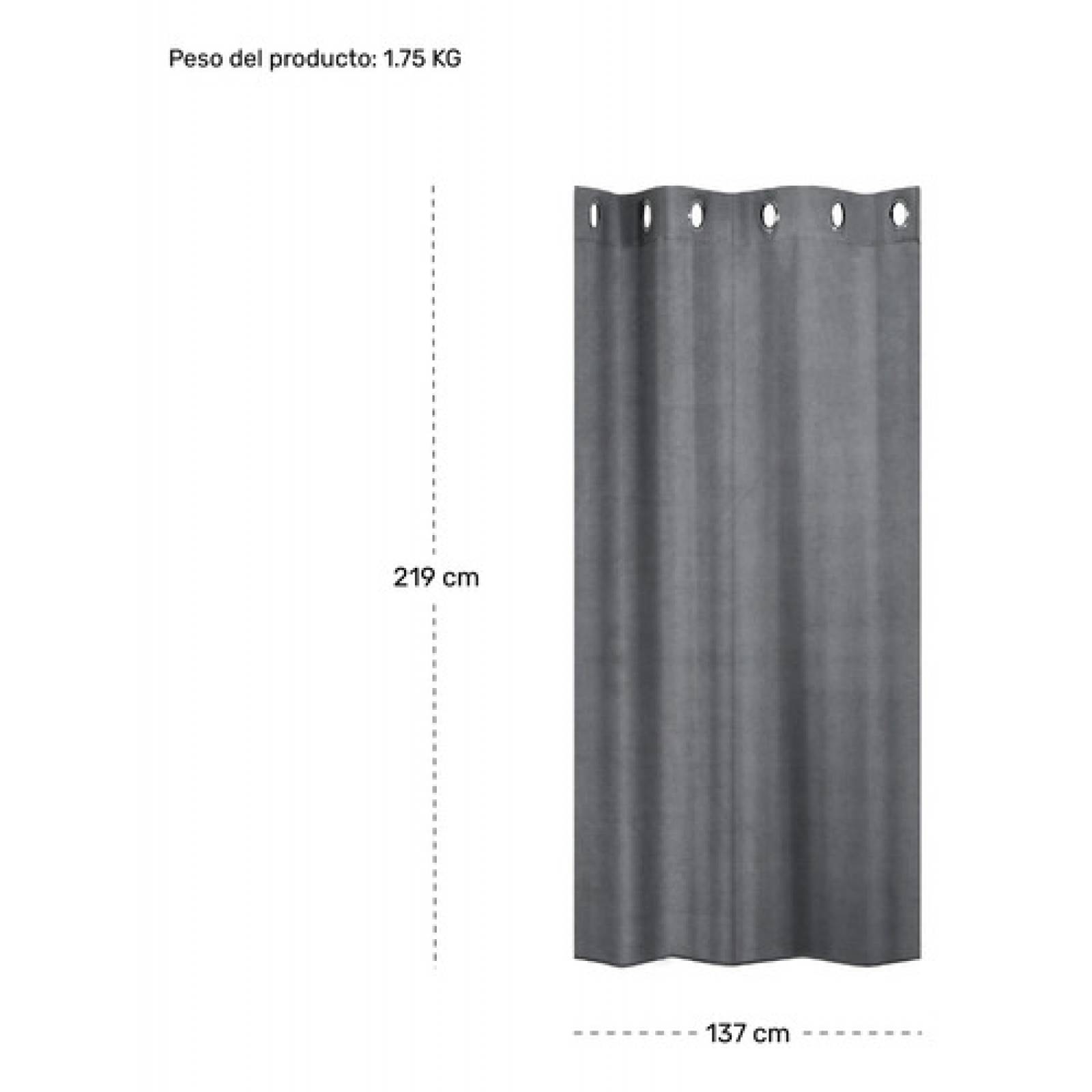 Cortina Blackout Gris Aterciopelado Hogar 274x219cm 2 Piezas