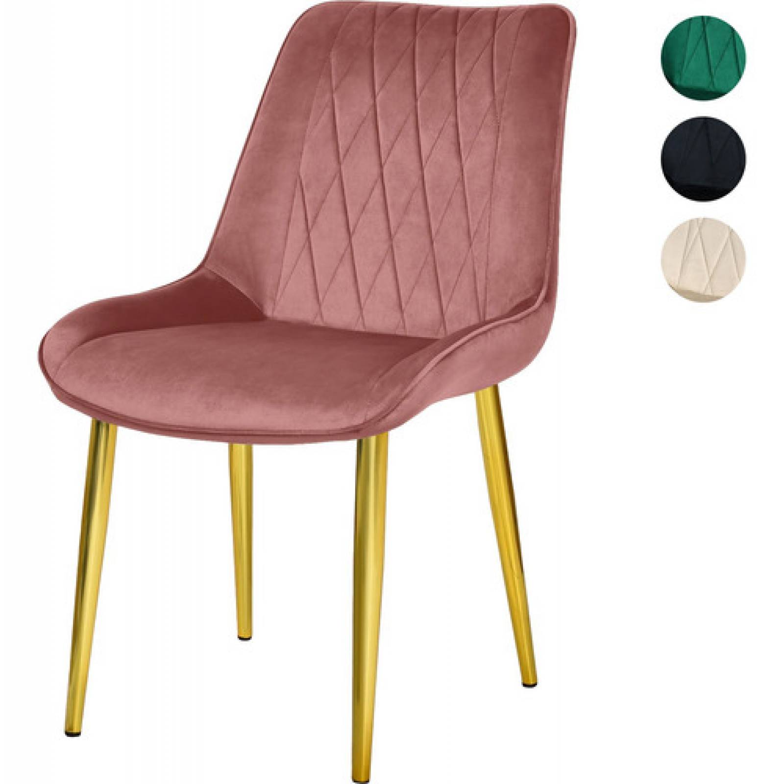 Set 4 Sillas Comedor Tapizadas Terciopelo Elegantes Rosa