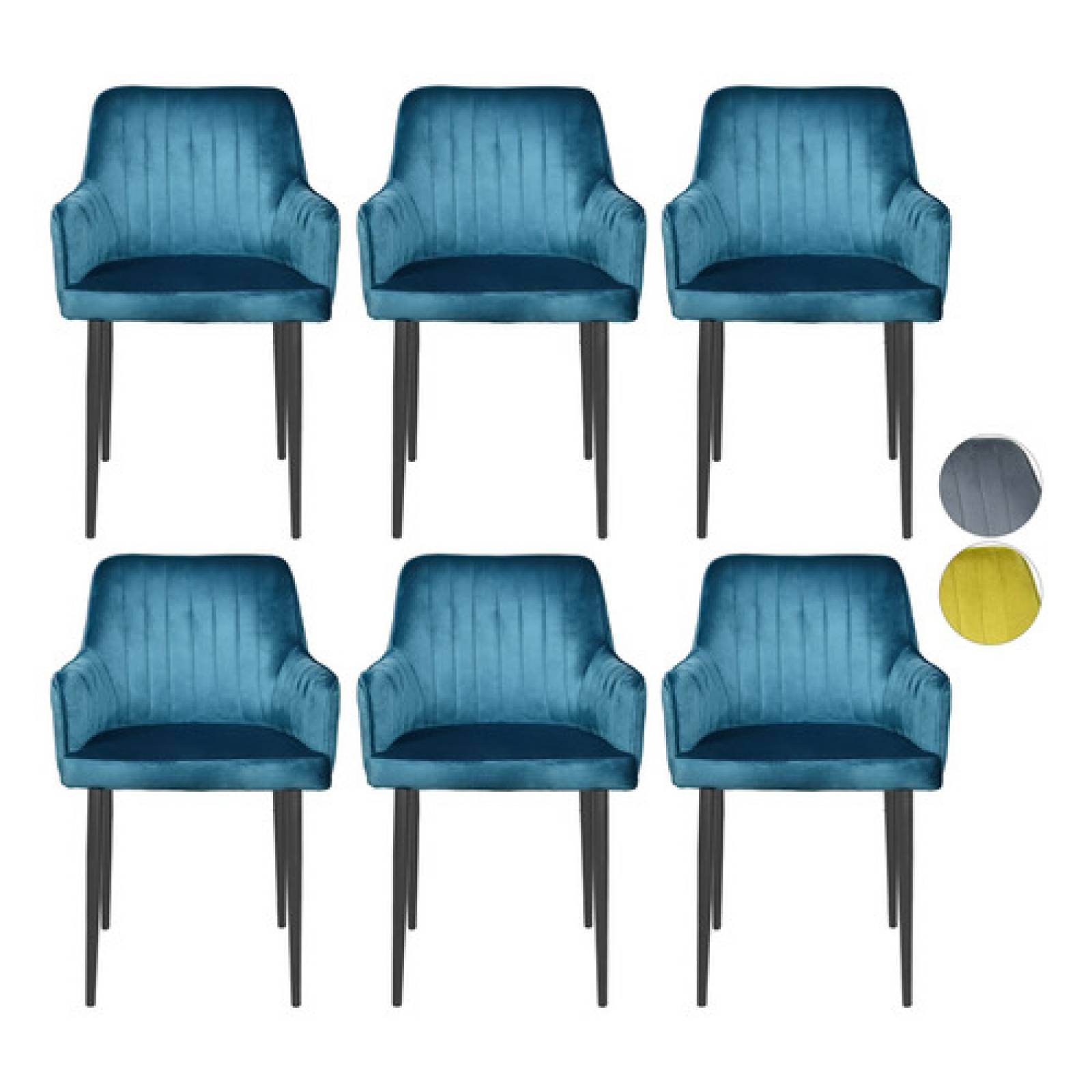 Set 6 Sillas Sillones Comedor Tapizado Terciopelo Modernos Azul