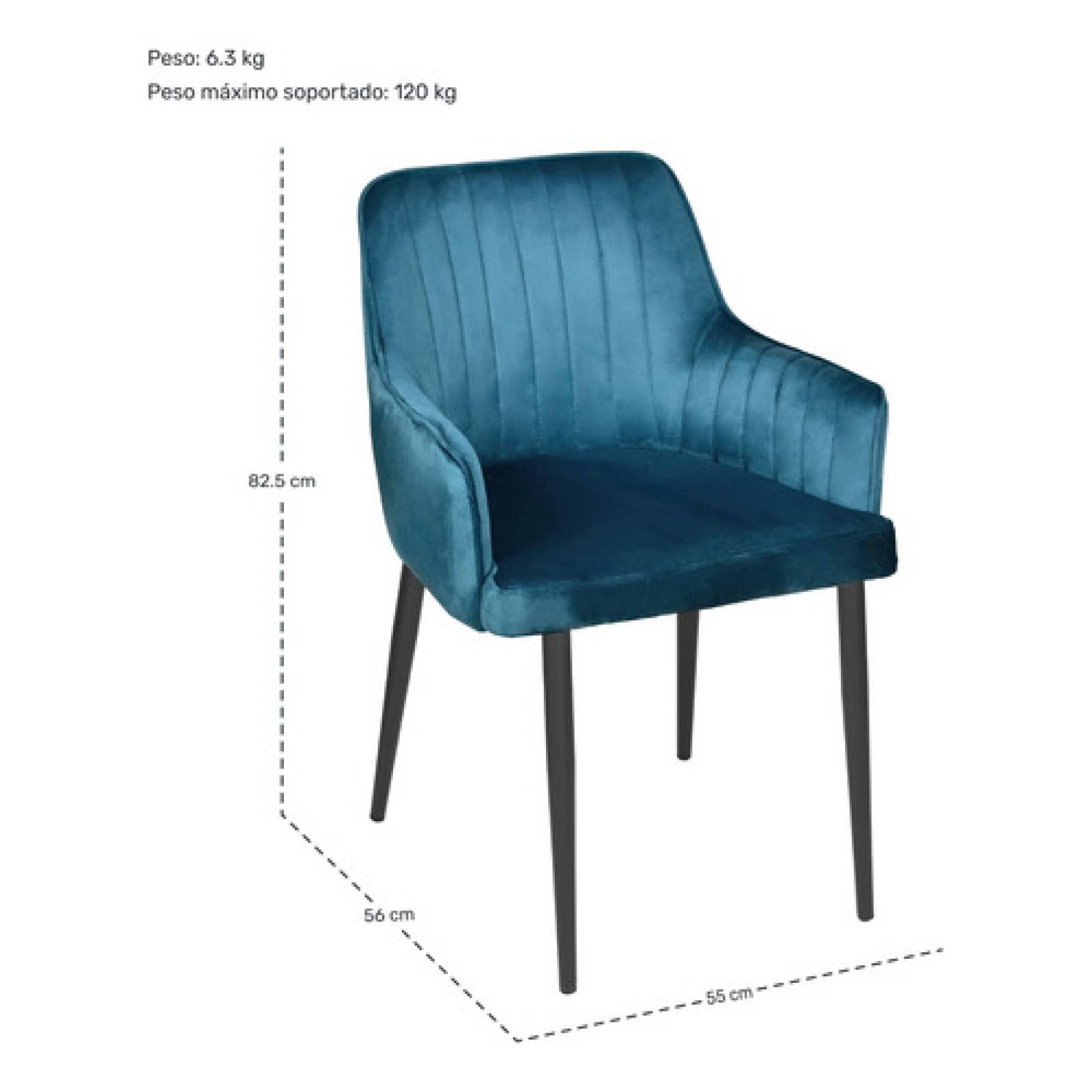 Set 6 Sillas Sillones Comedor Tapizado Terciopelo Modernos Azul