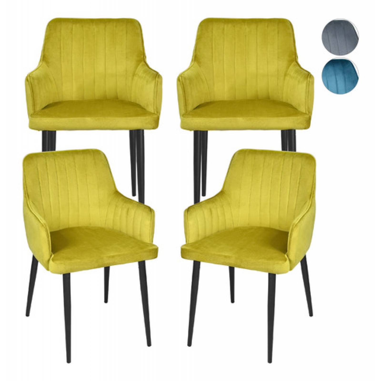 Set 4 Sillas Sillones Comedor Tapizado Terciopelo Modernos Mostaza