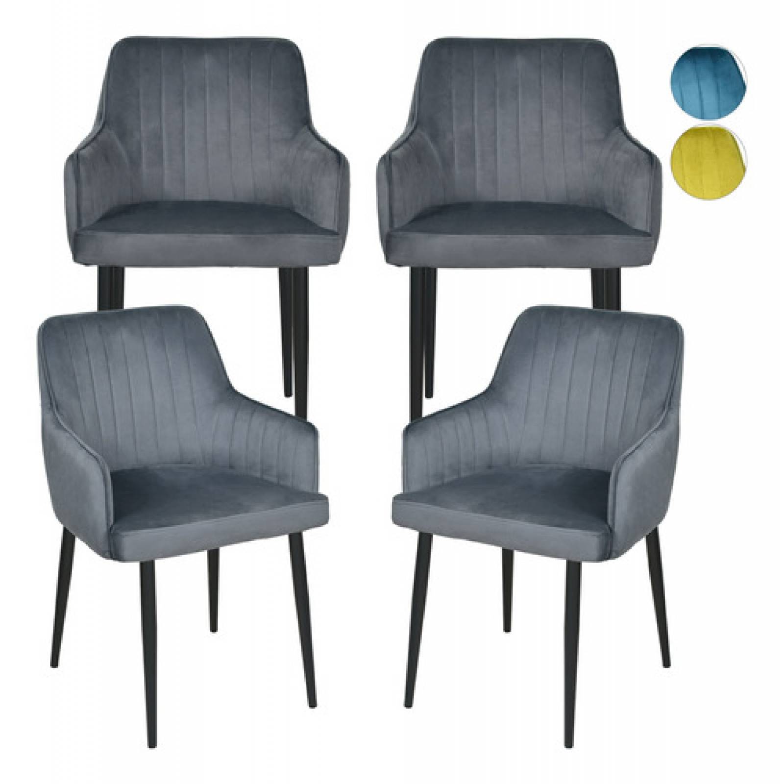 Set 4 Sillas Sillones Comedor Tapizado Terciopelo Modernos Gris