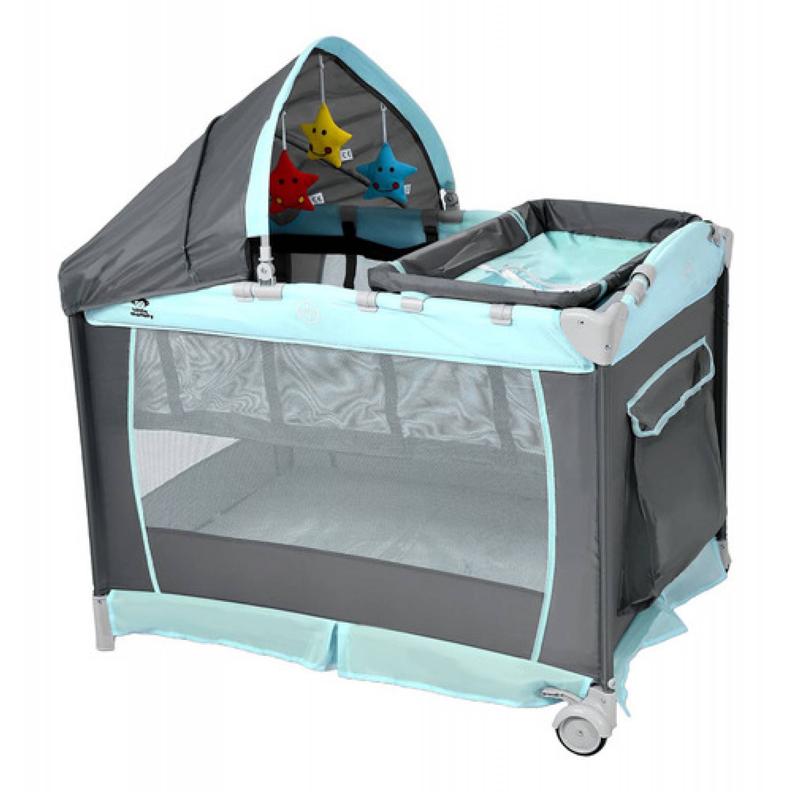 Cuna Corral Bebes Plegable Cambiador Removible Ruedas Juegos Azul