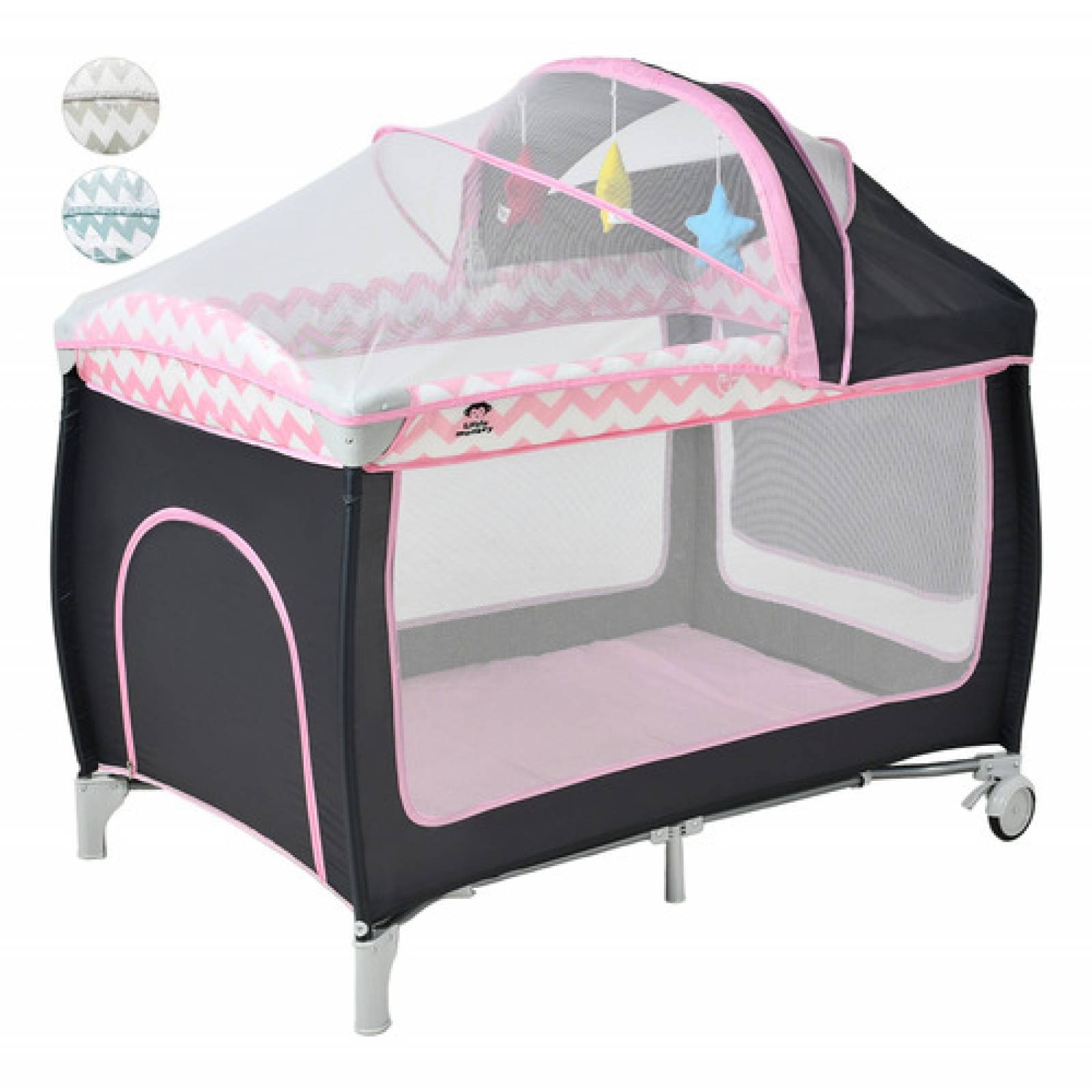 Cuna Bebes Plegable Ruedas Mosquitero Cambiador Juegos Rosa