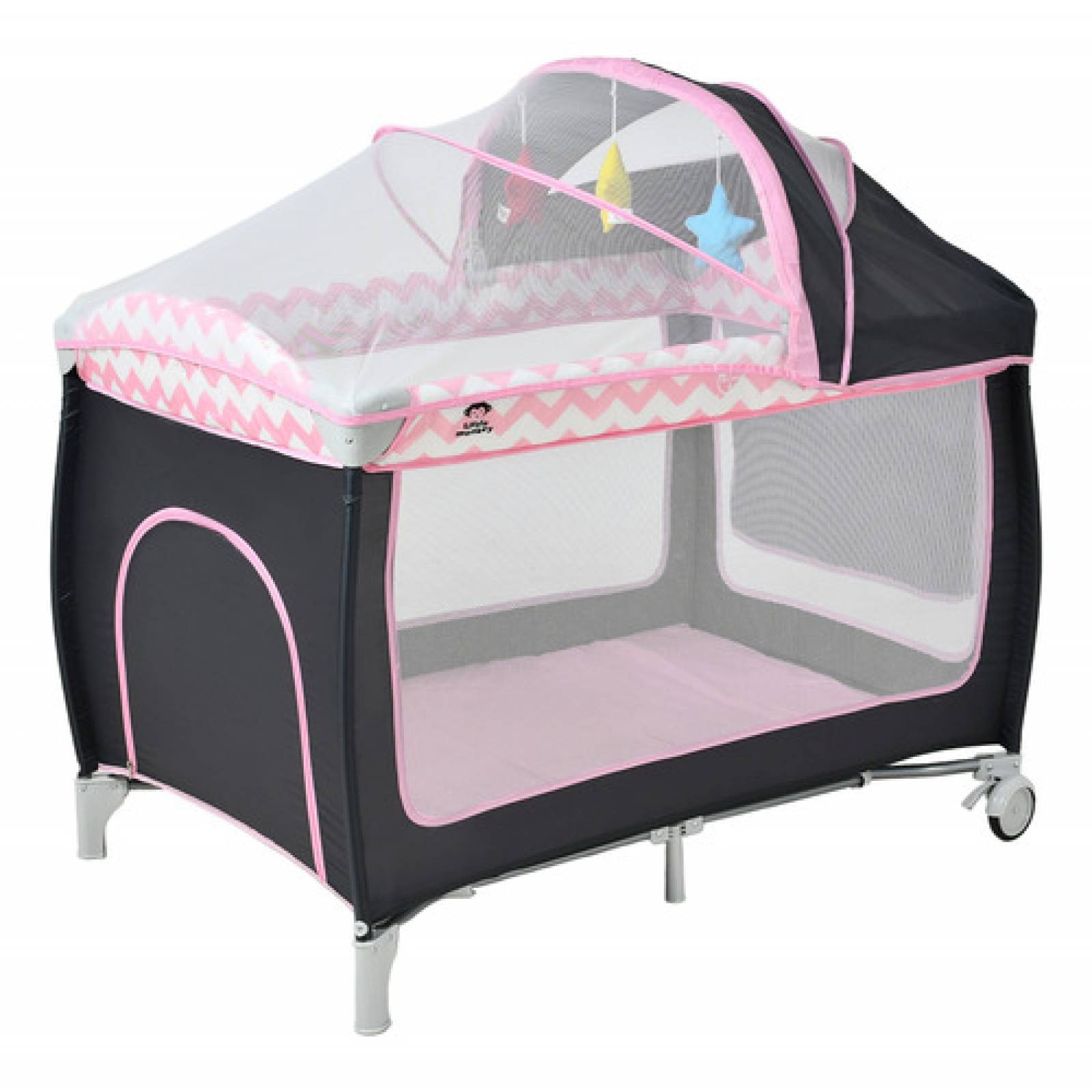 Cuna Bebes Plegable Ruedas Mosquitero Cambiador Juegos Rosa