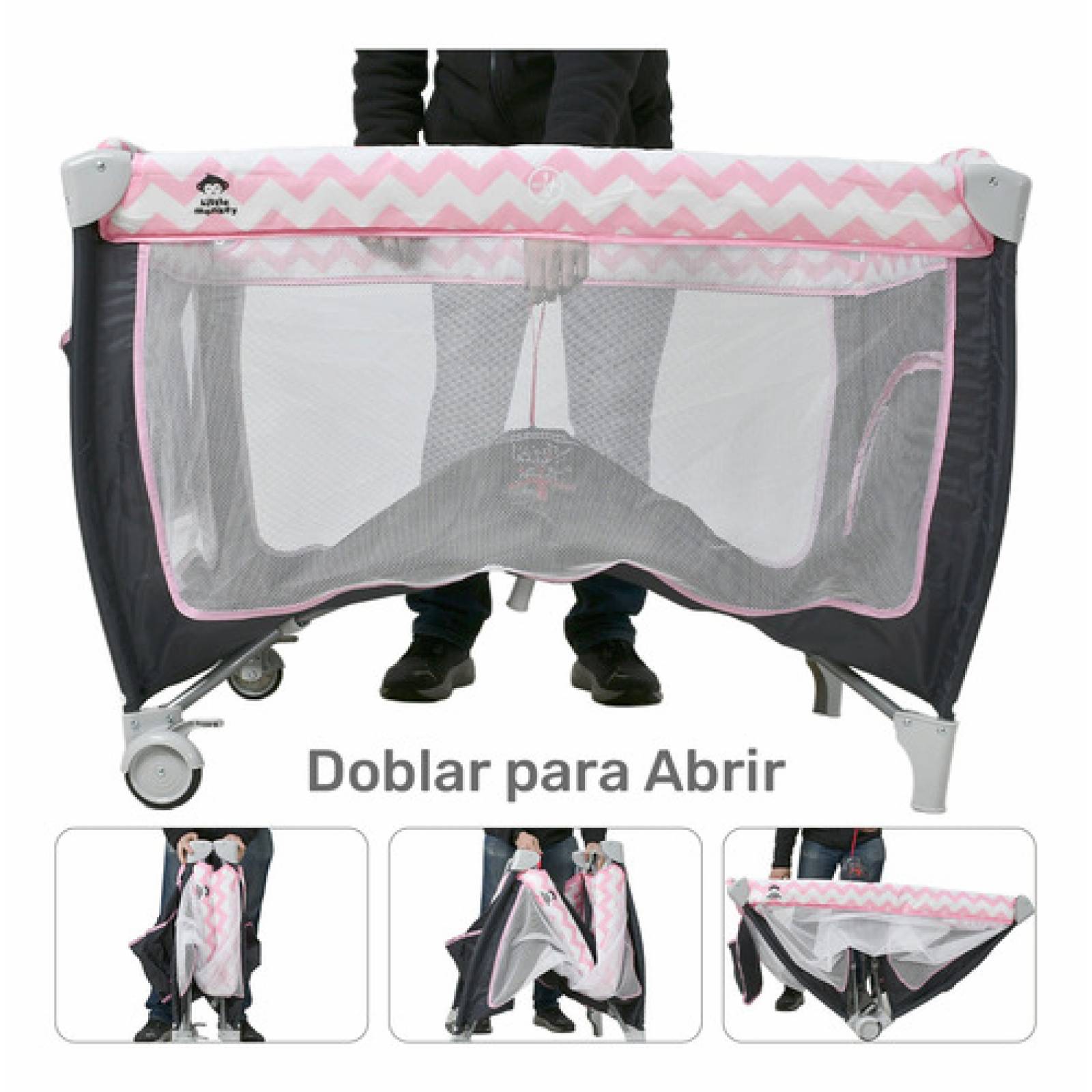 Cuna Bebes Plegable Ruedas Mosquitero Cambiador Juegos Rosa