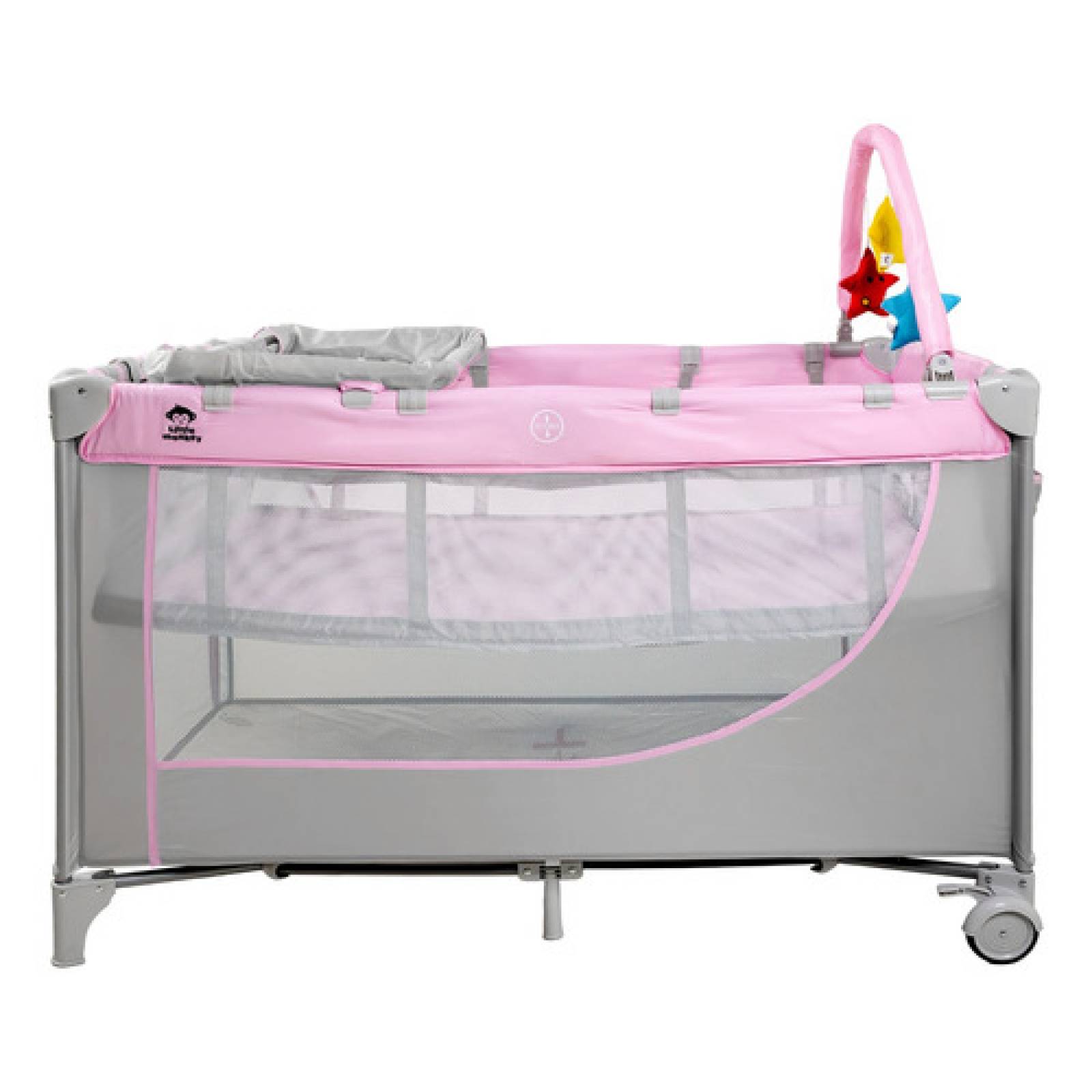 Cuna Corral Bebes Cambiador 4 En 1 Con Ruedas Plegable Rosa