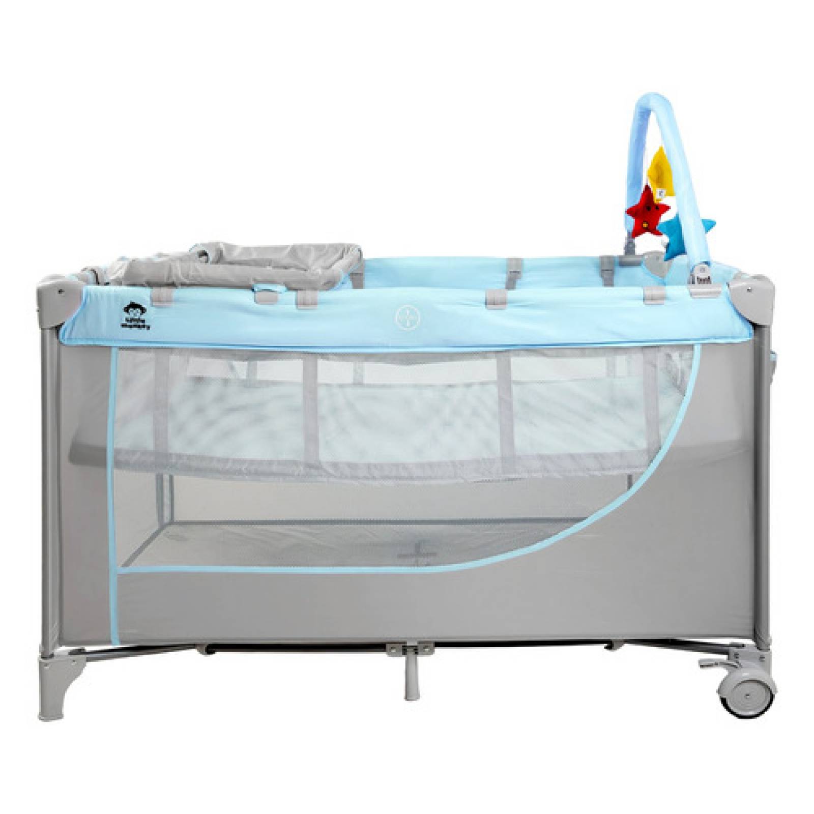 Cuna Corral Bebes Cambiador 4 En 1 Con Ruedas Plegable Azul