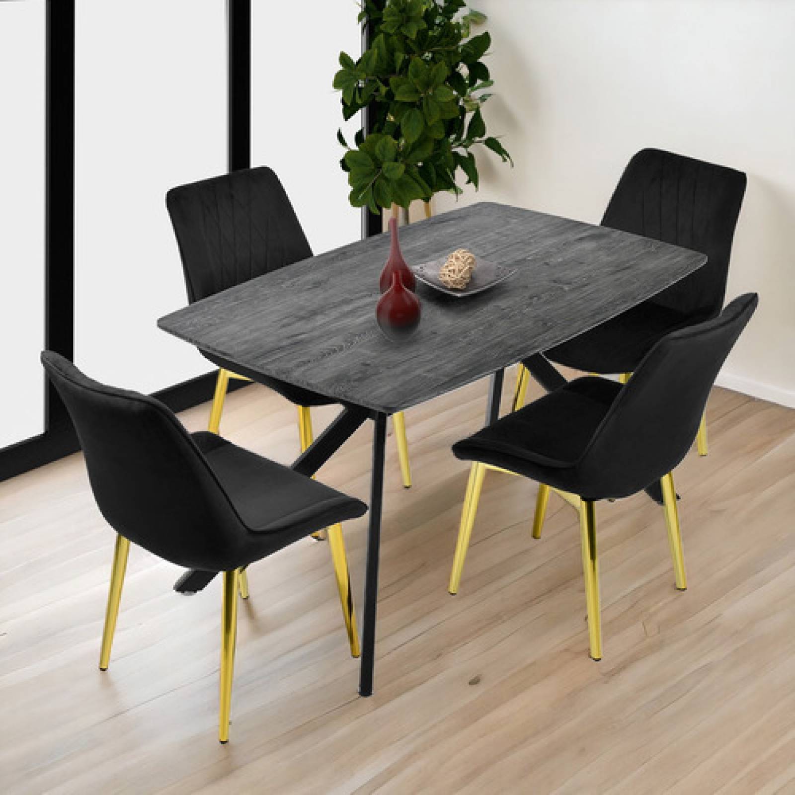 Mesa Comedor Nordico 4 Personas Gris Casa Hogar Lujo 130x80x74