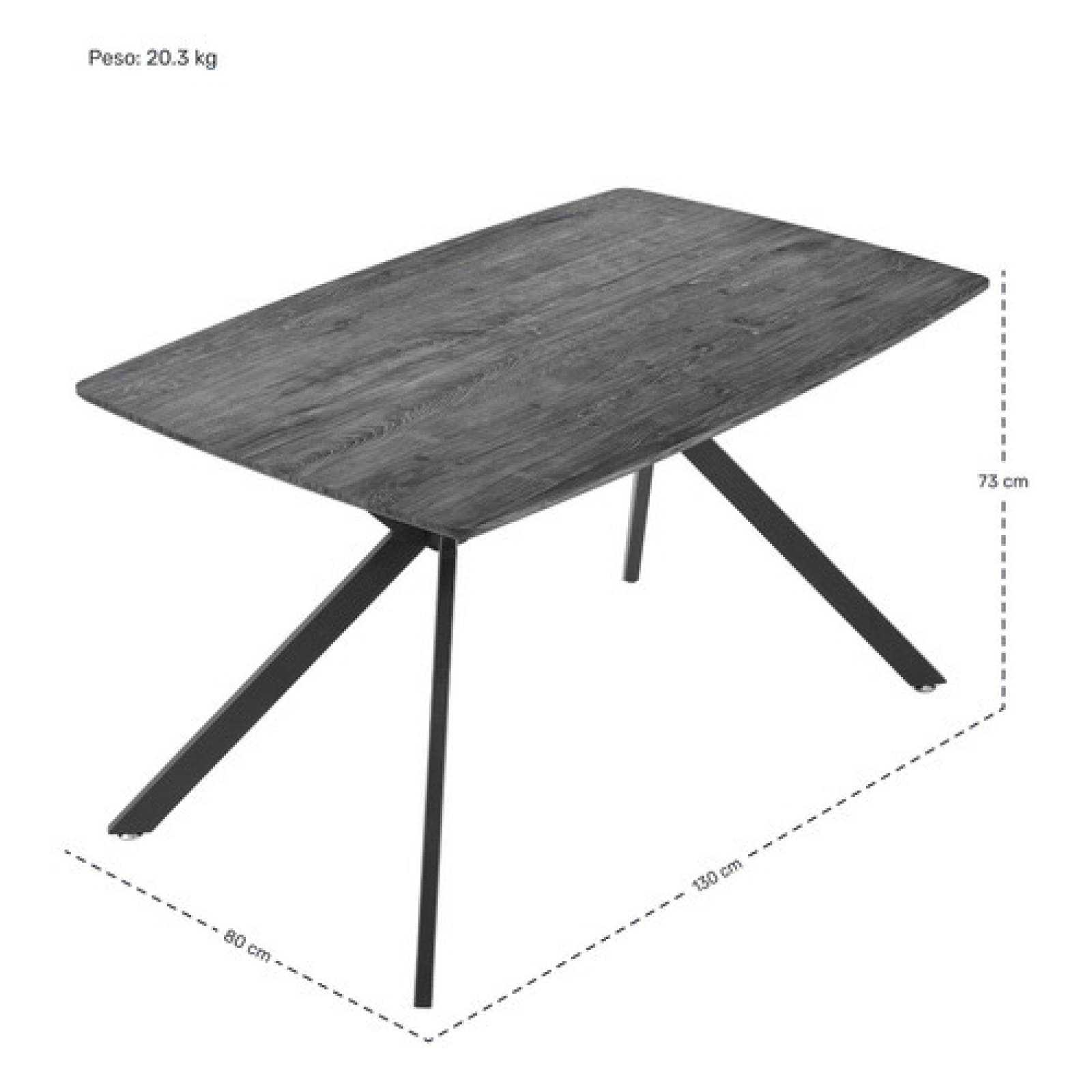 Mesa Comedor Nordico 4 Personas Gris Casa Hogar Lujo 130x80x74