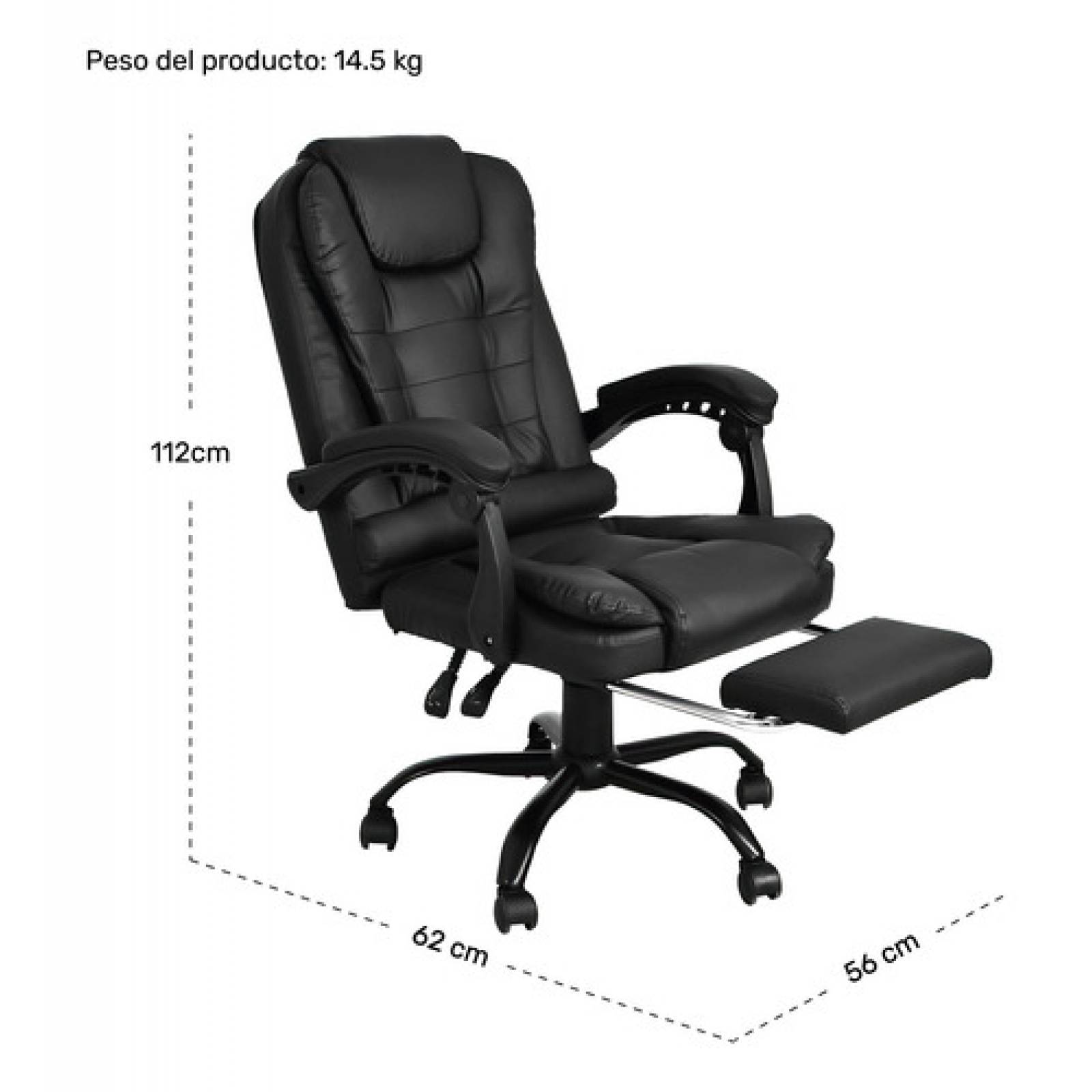 Silla Oficina Masaje Ejecutiva Sillon Masajeador 2 Puntos Negra