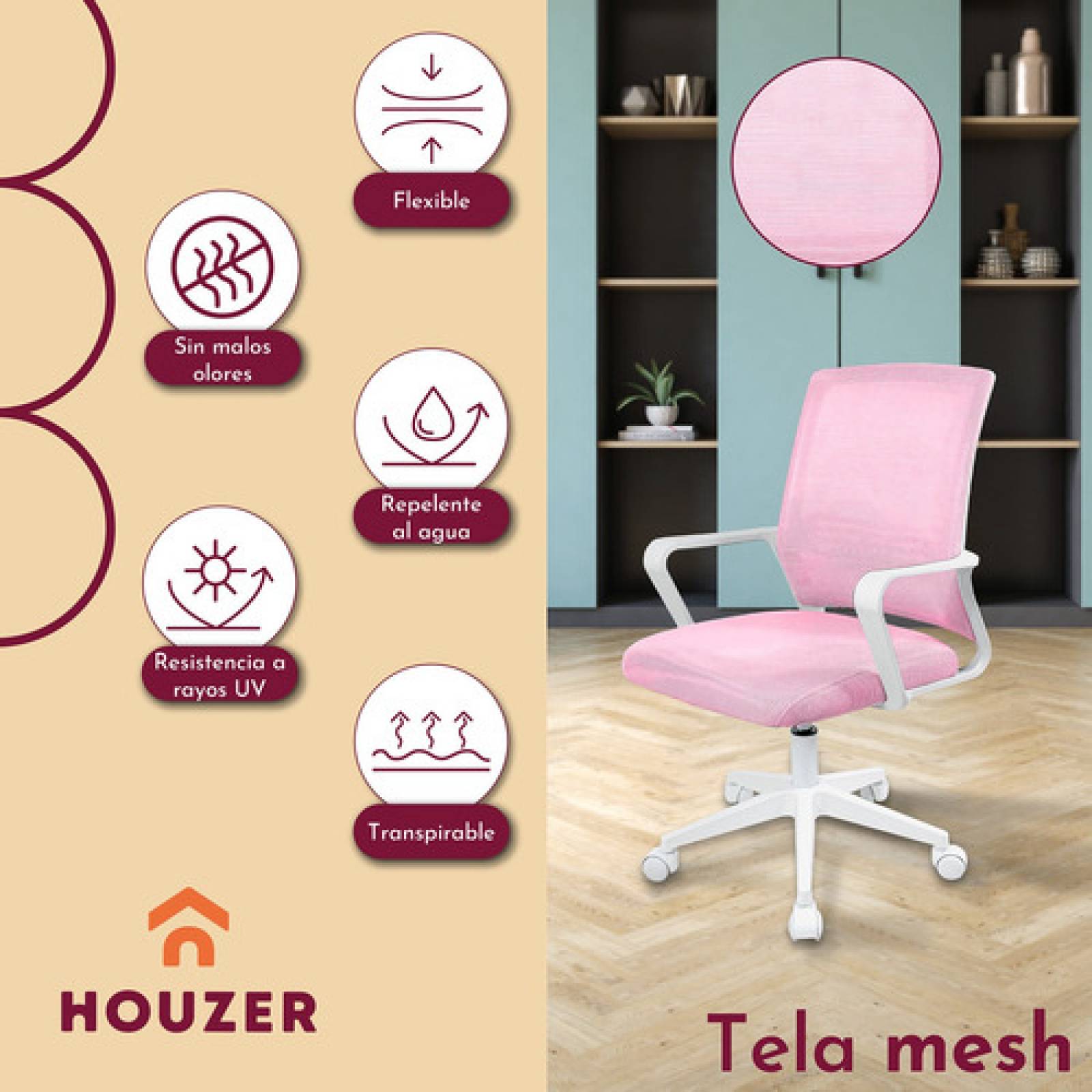 Silla Oficina Ajustable Ejecutiva Ergonomica Escritorio Rosa