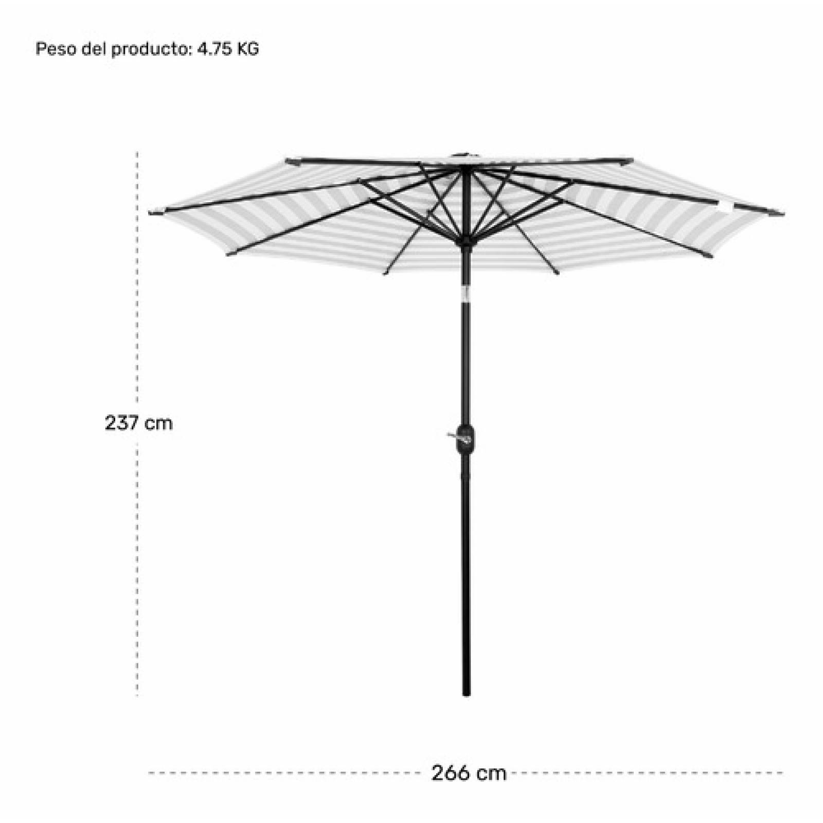 Sombrilla Playa Grande Exterior 2.70m Patio Base Contrapeso.