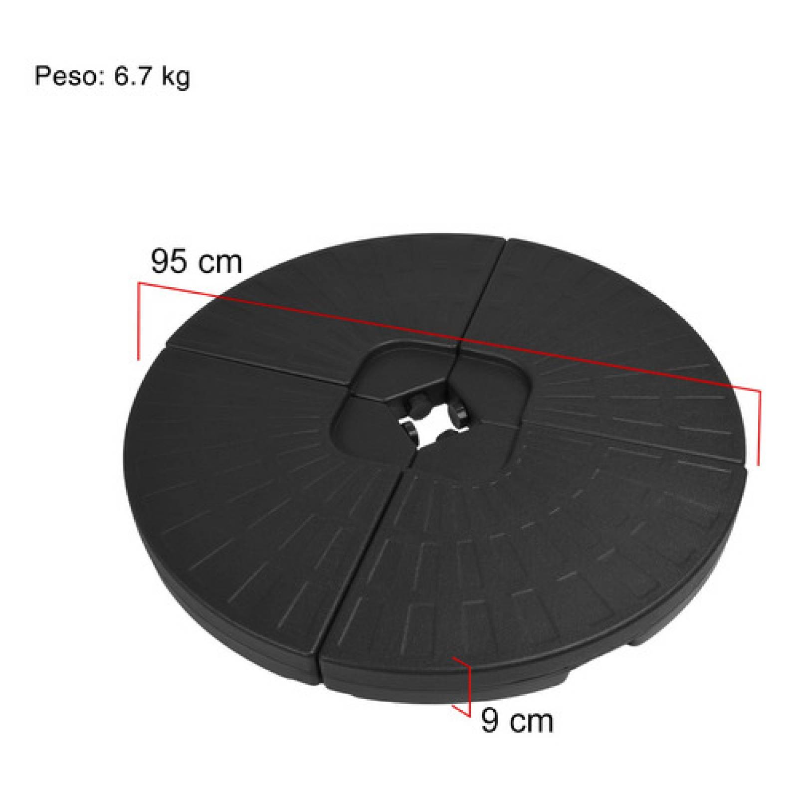 Sombrilla Grande Exterior Playa Jardin 3m Base Contrapeso...