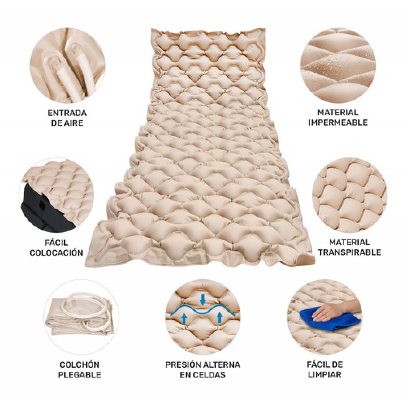 Colchon Antiescaras Compresion Alterna Electrico Antillagas