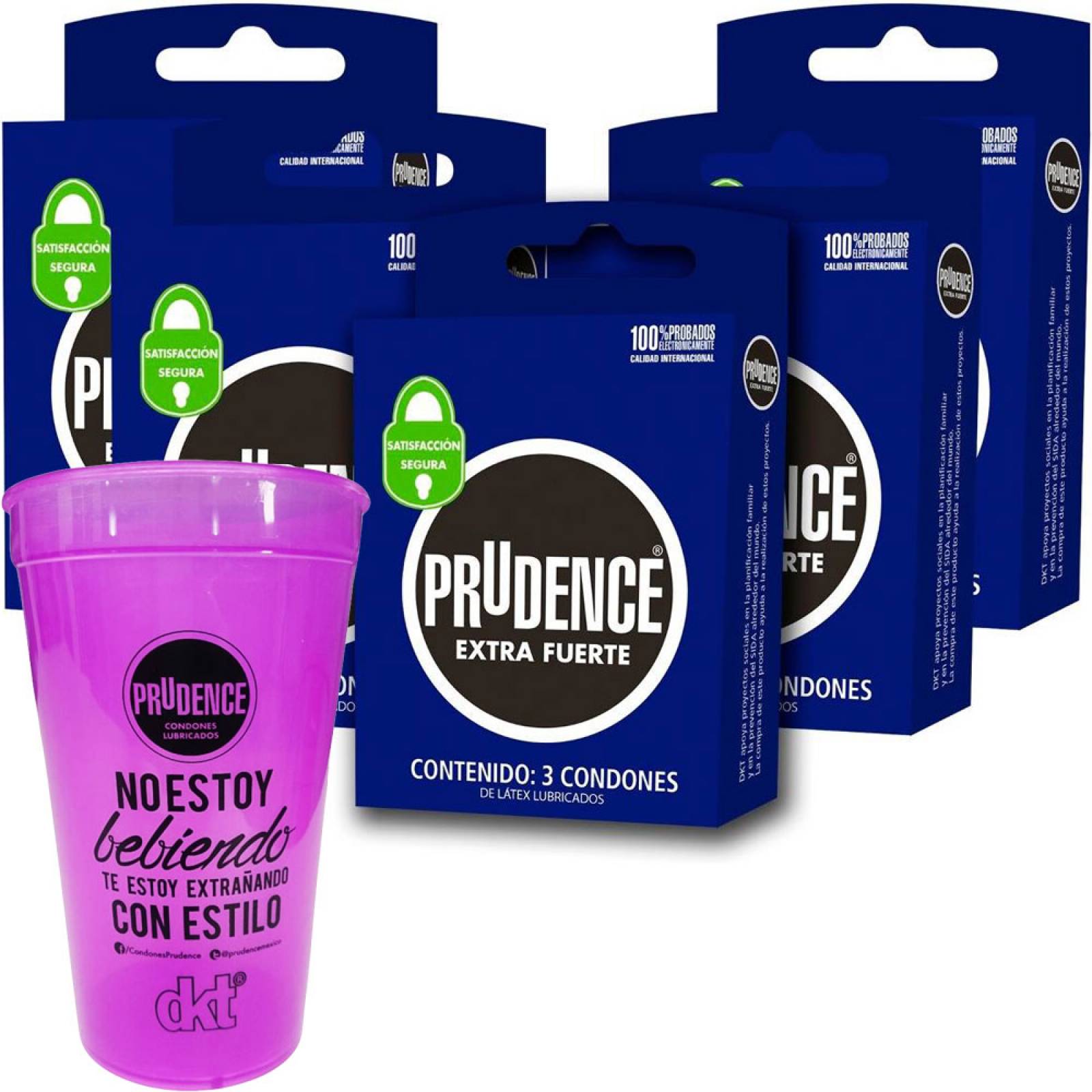 Condon 15 Condones Prudence Extra Fuerte 3 + Vaso