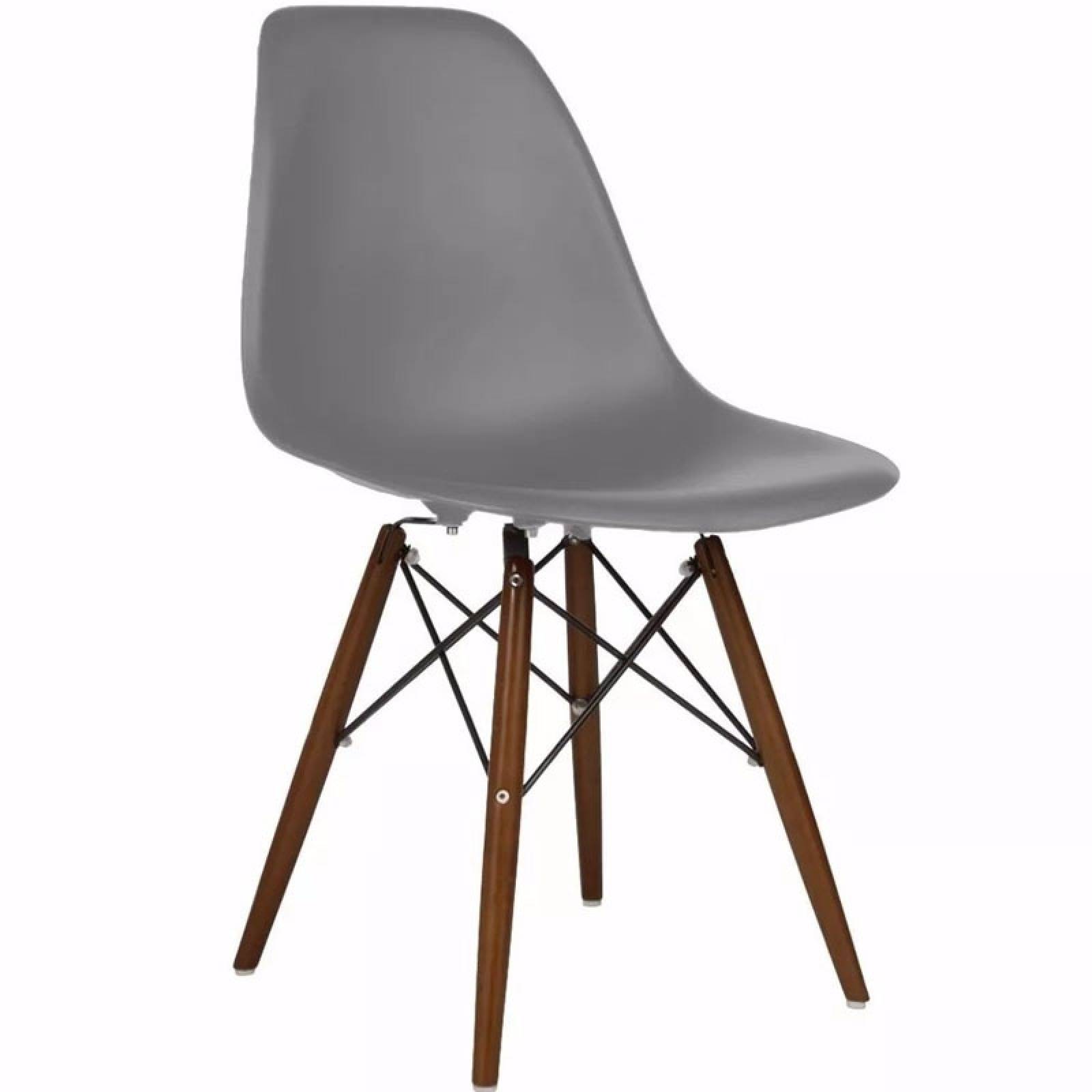 Silla Comedor Estilo Eames Gris Madera Acero Exterior