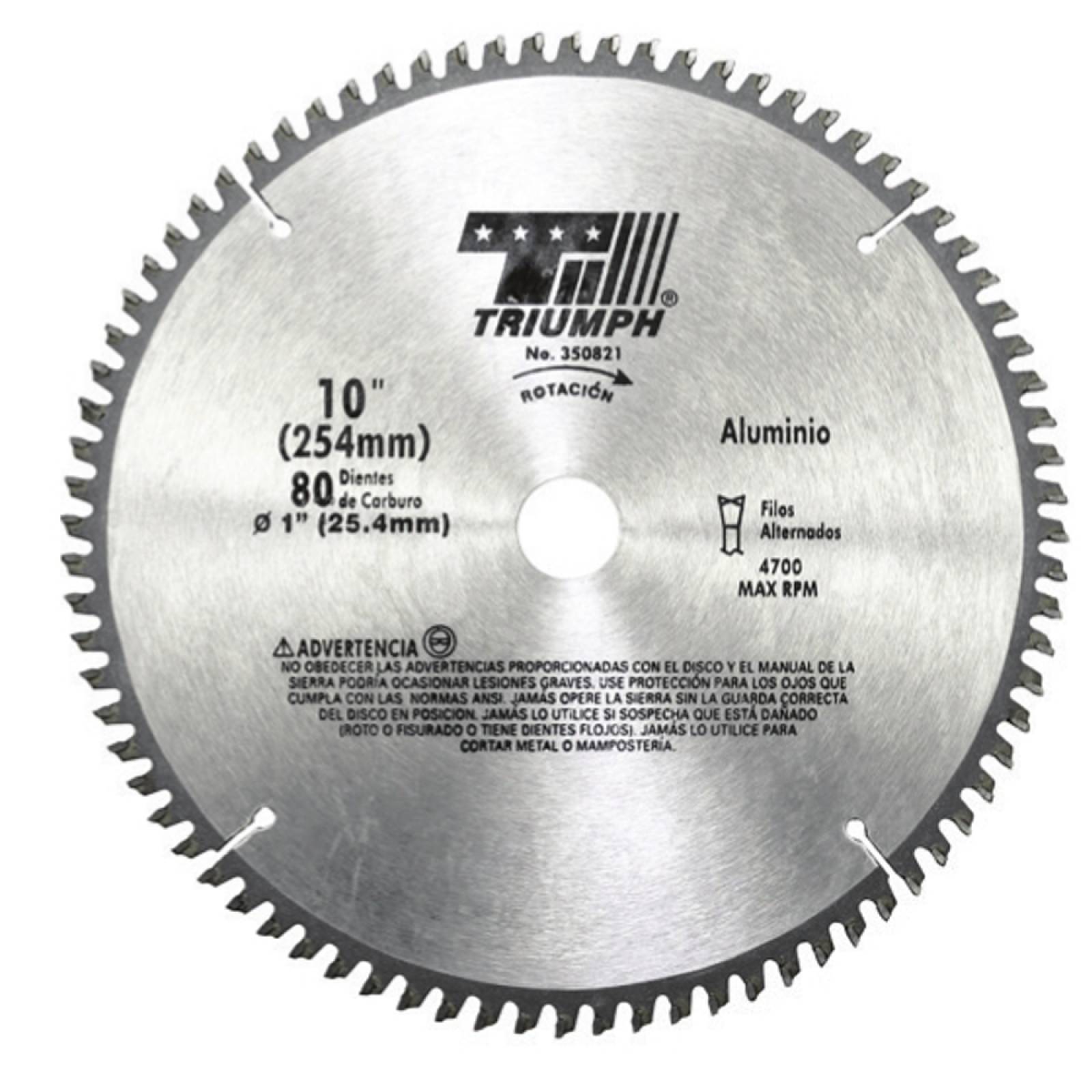 Sierra Circular Para Aluminio MED. 10'' x 80 TCG TRIUMPH 35082
