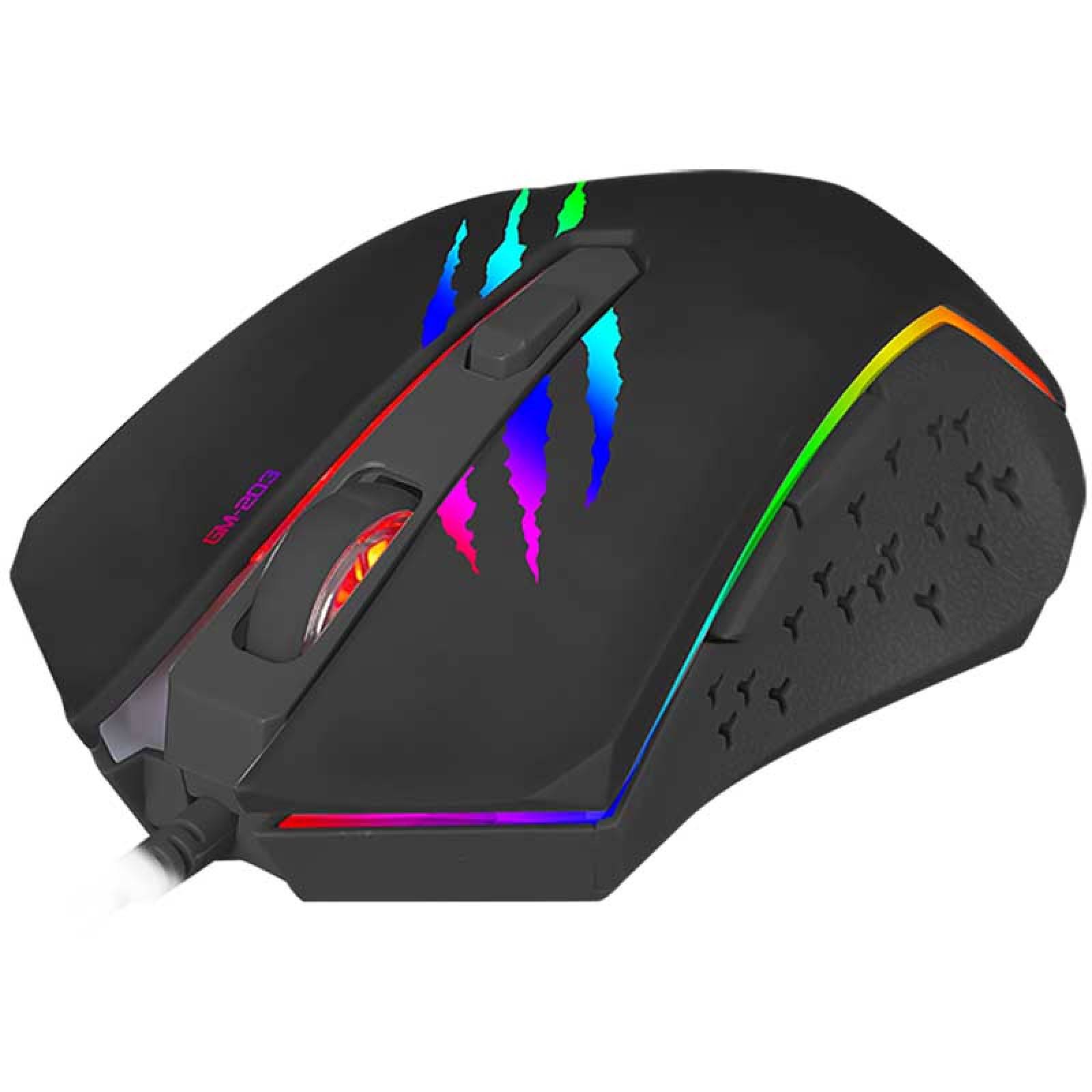 Mouse Gamer GM-203 2400 Dpi Gaming PC 6 Botones Xtrikeme Retroiluminado 7 Colores